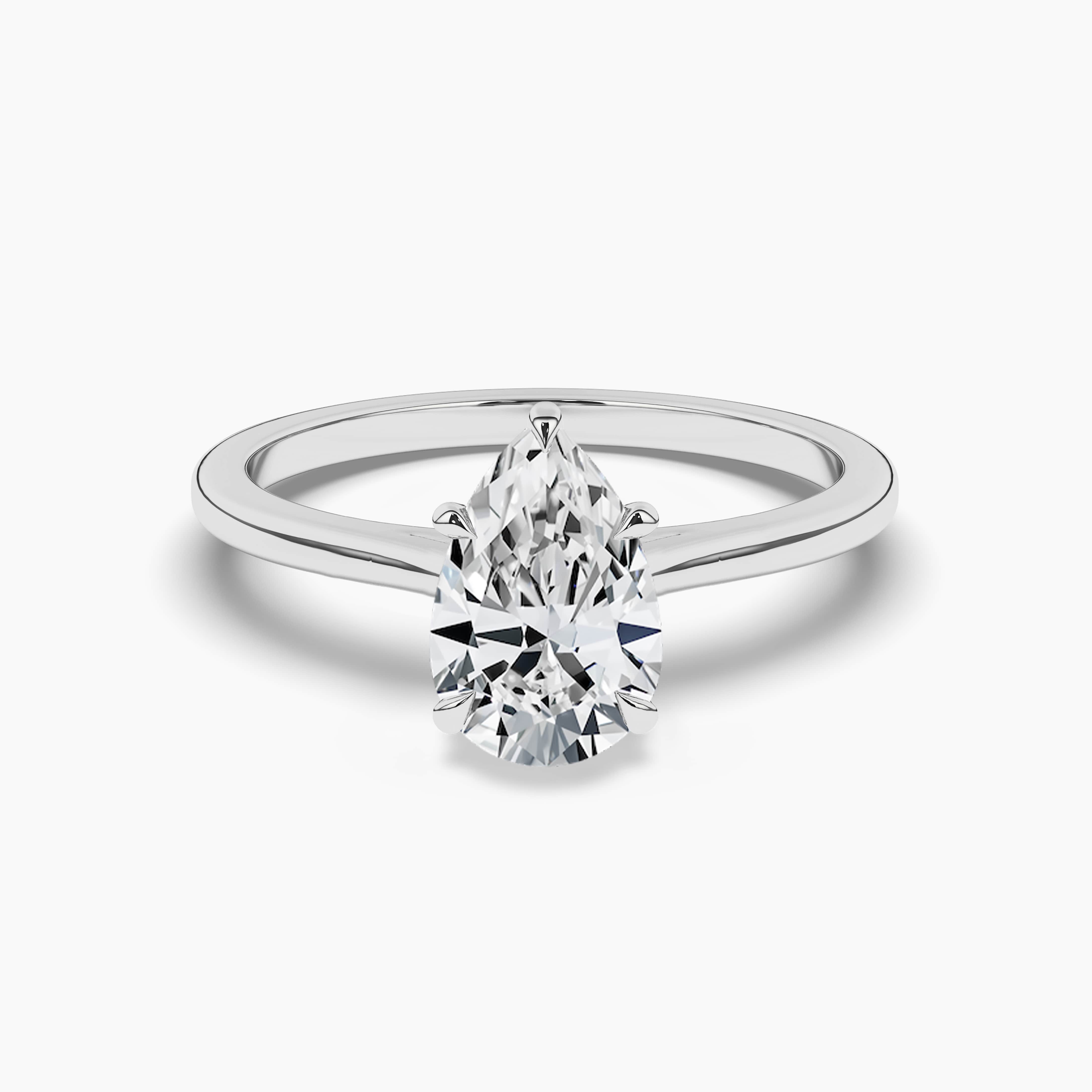 White Gold Pear Shaped Solitaire Engagement Ring