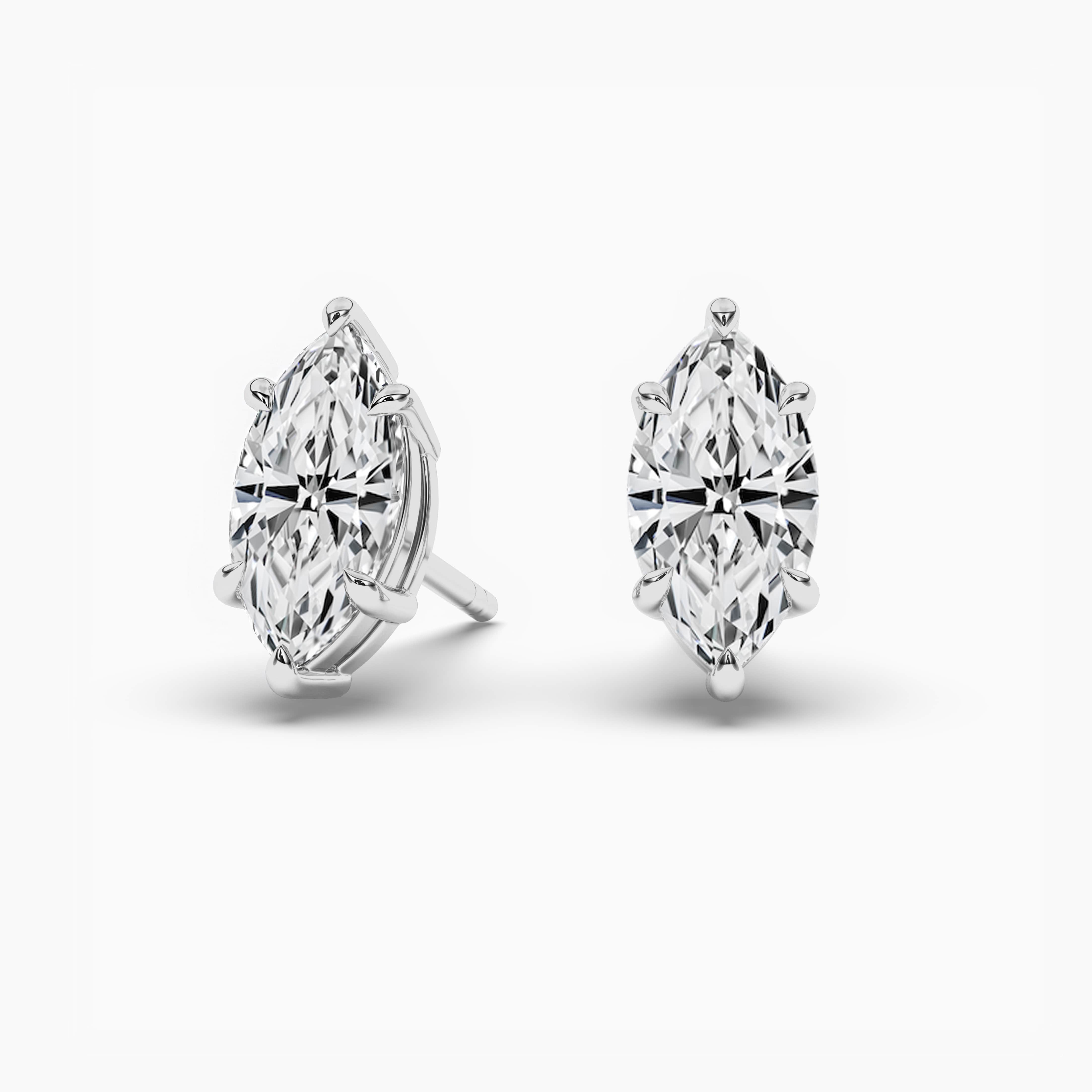 Marquise Cut Stud Earrings In White Gold 