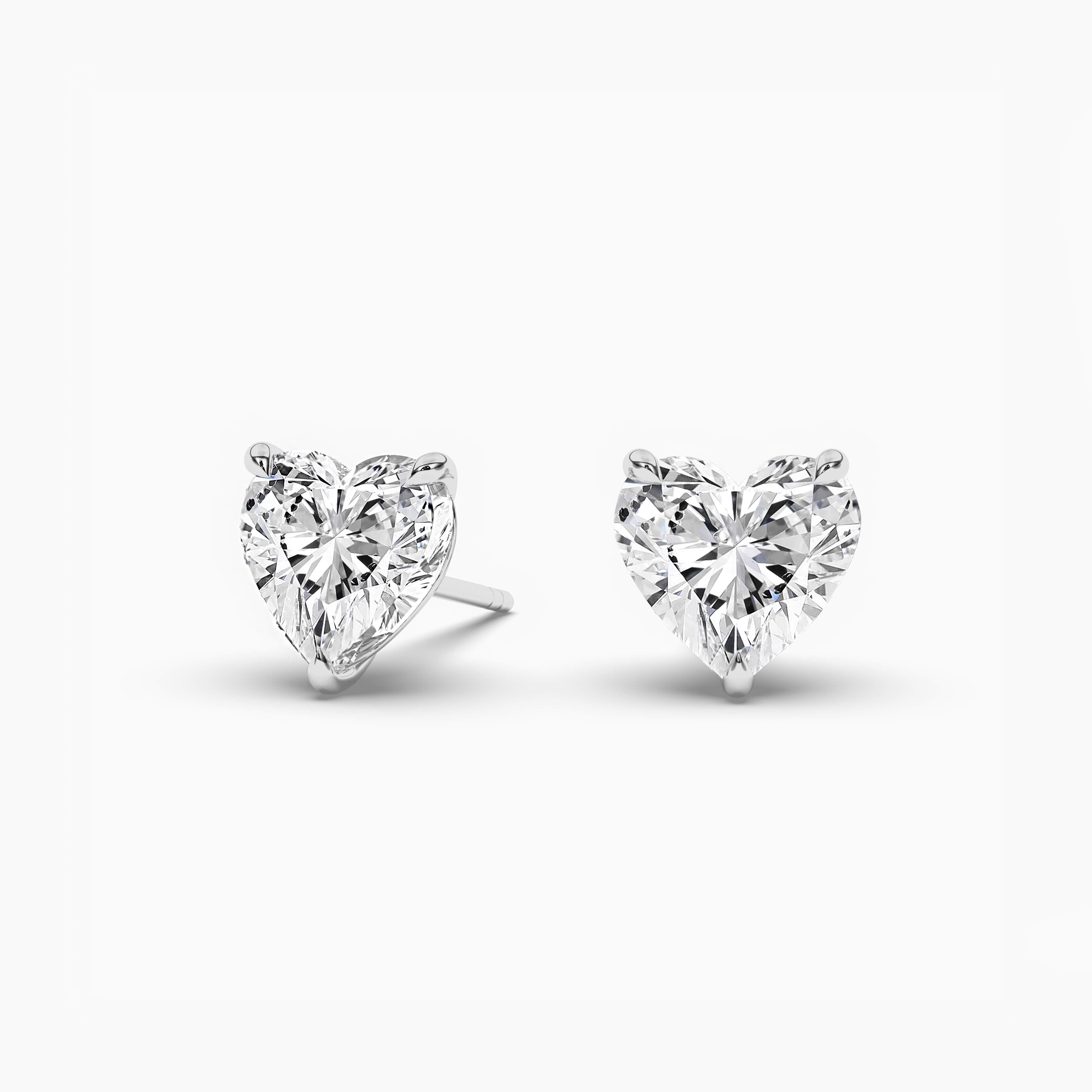 Single Heart Diamond Stud Earring White Gold
