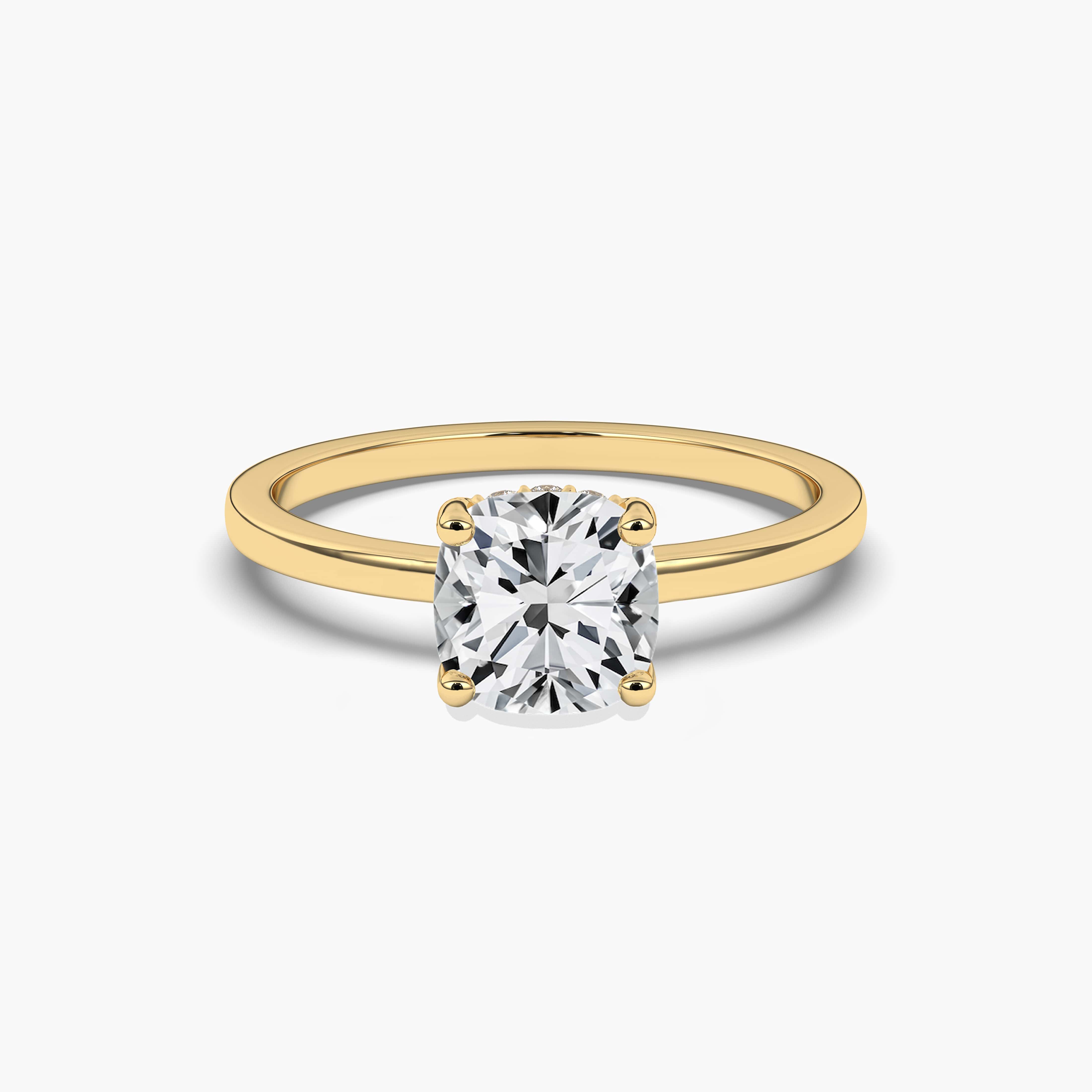 Yellow Gold Hidden Halo Engagement Ring