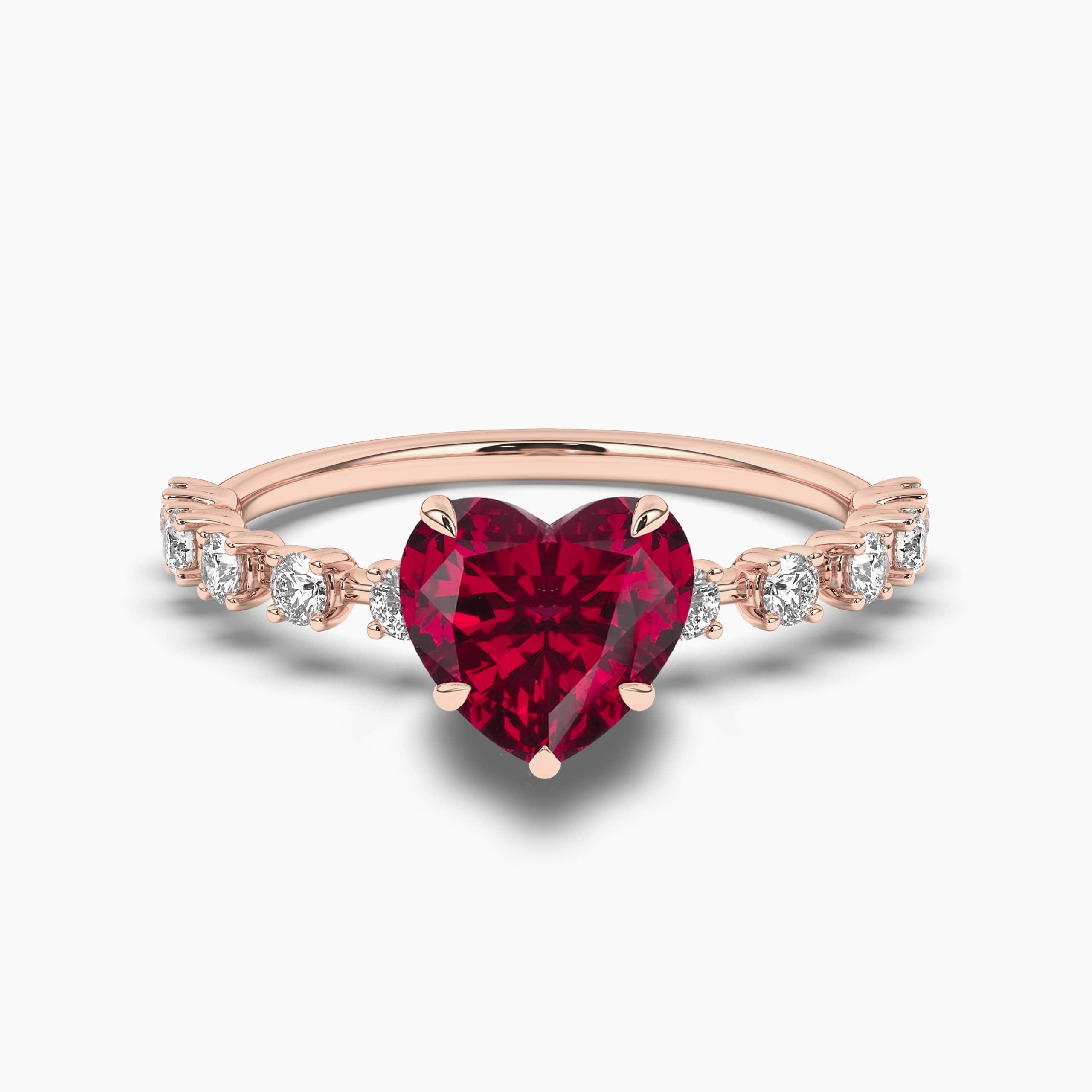 Pear Shaped Lab Created Ruby Engagement Ring Rose Gold