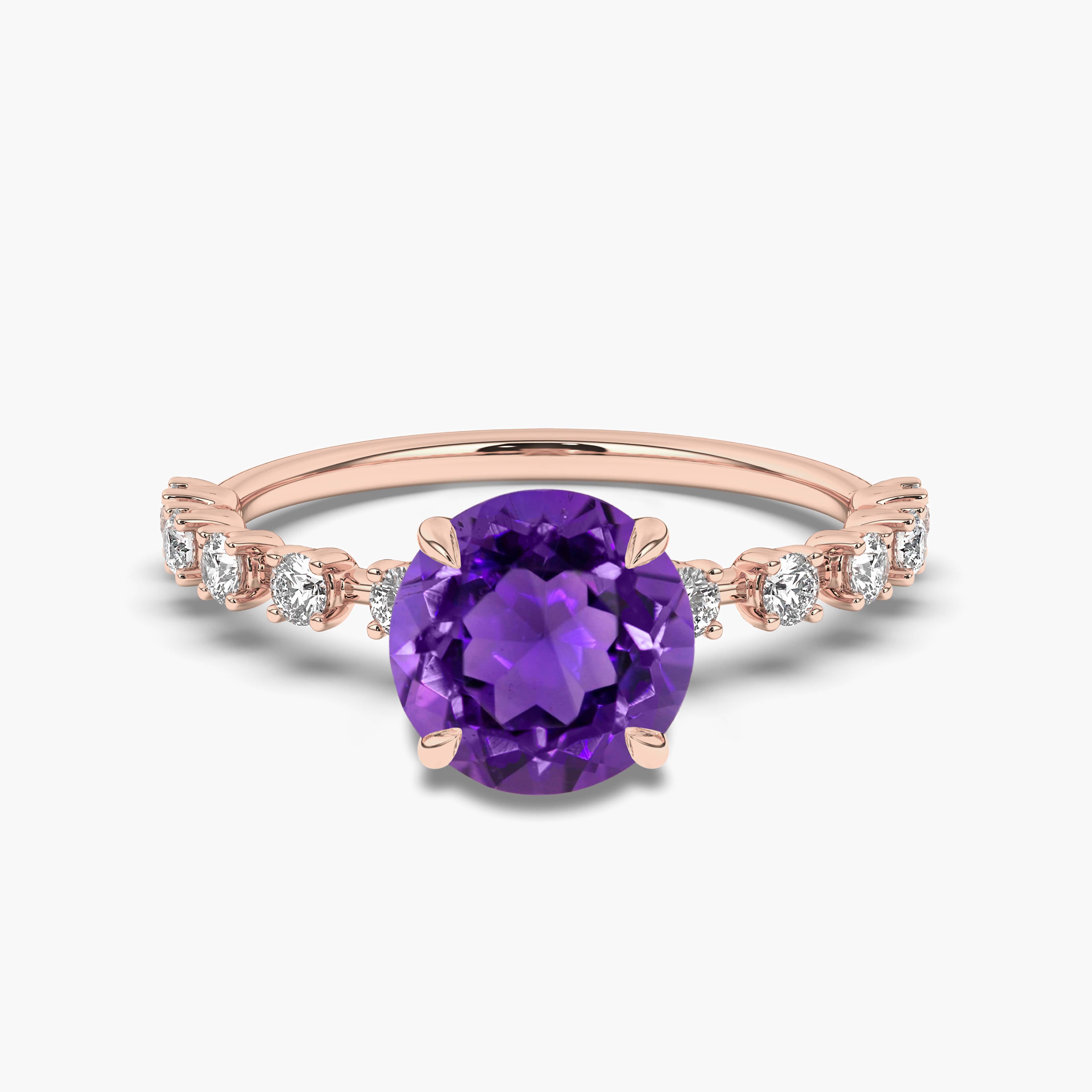 Amethyst Rose Gold Vintage Engagement Ring