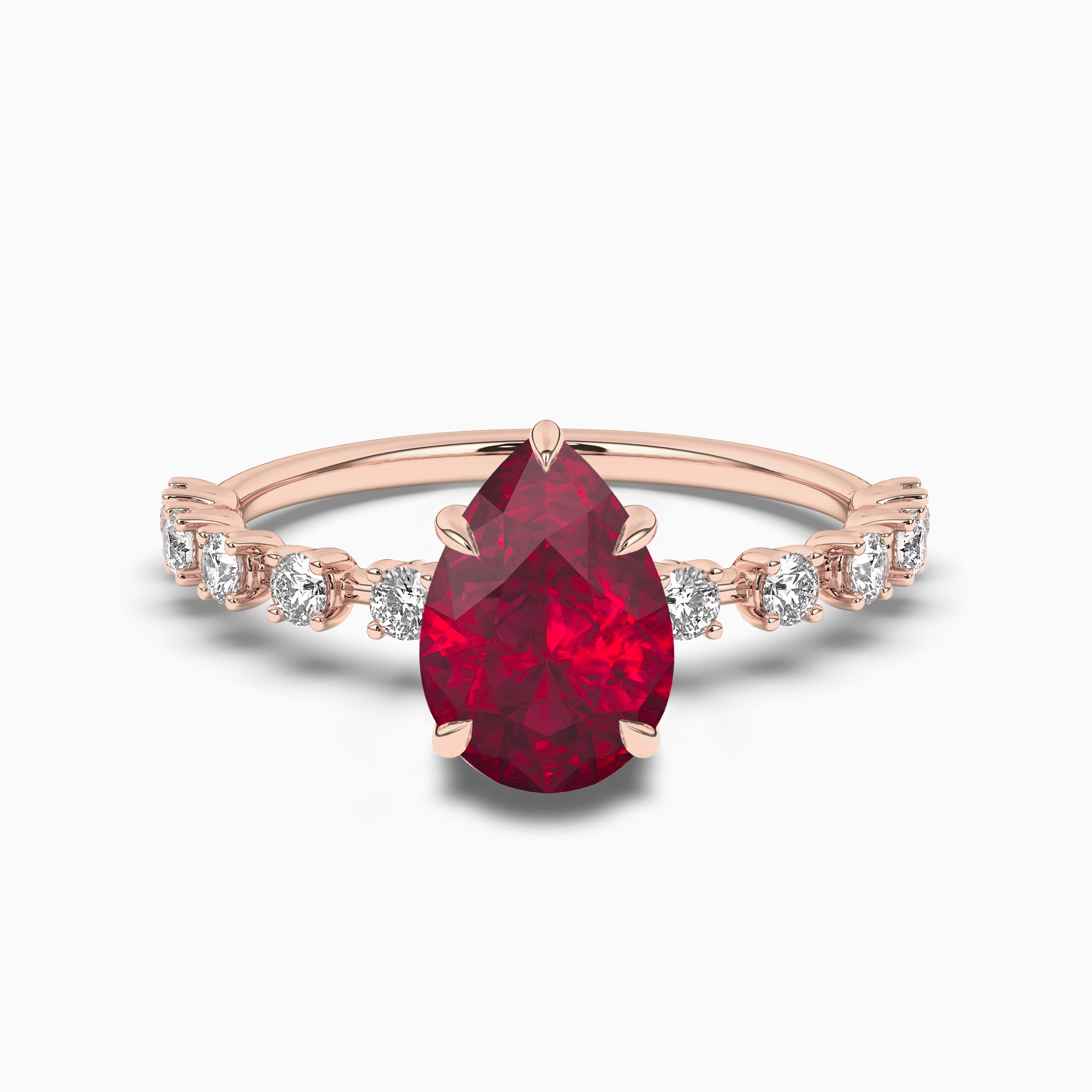 Pear Shape Ruby Ring with Diamonds