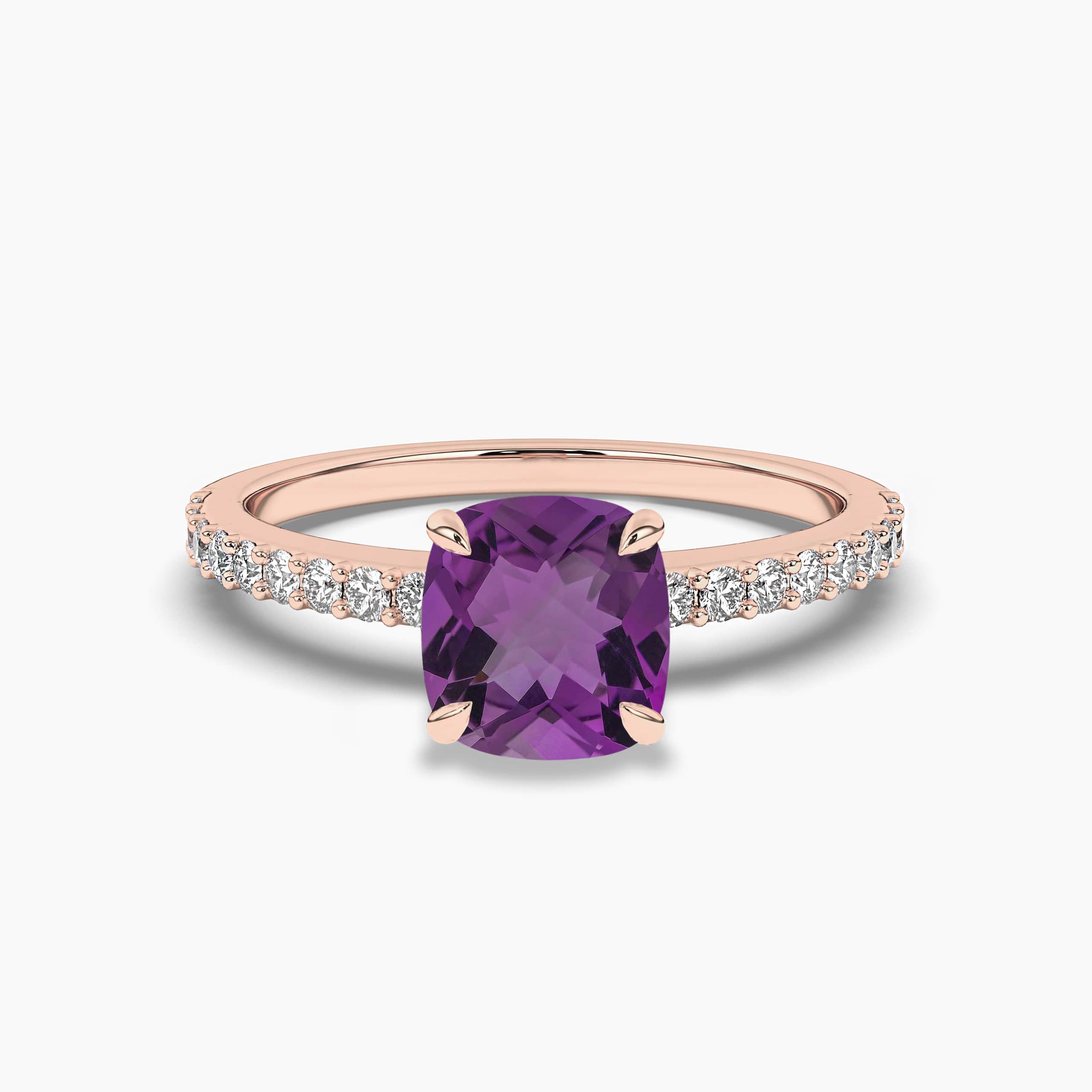 cushion-cut Amethyst Diamond Ring Rose Gold