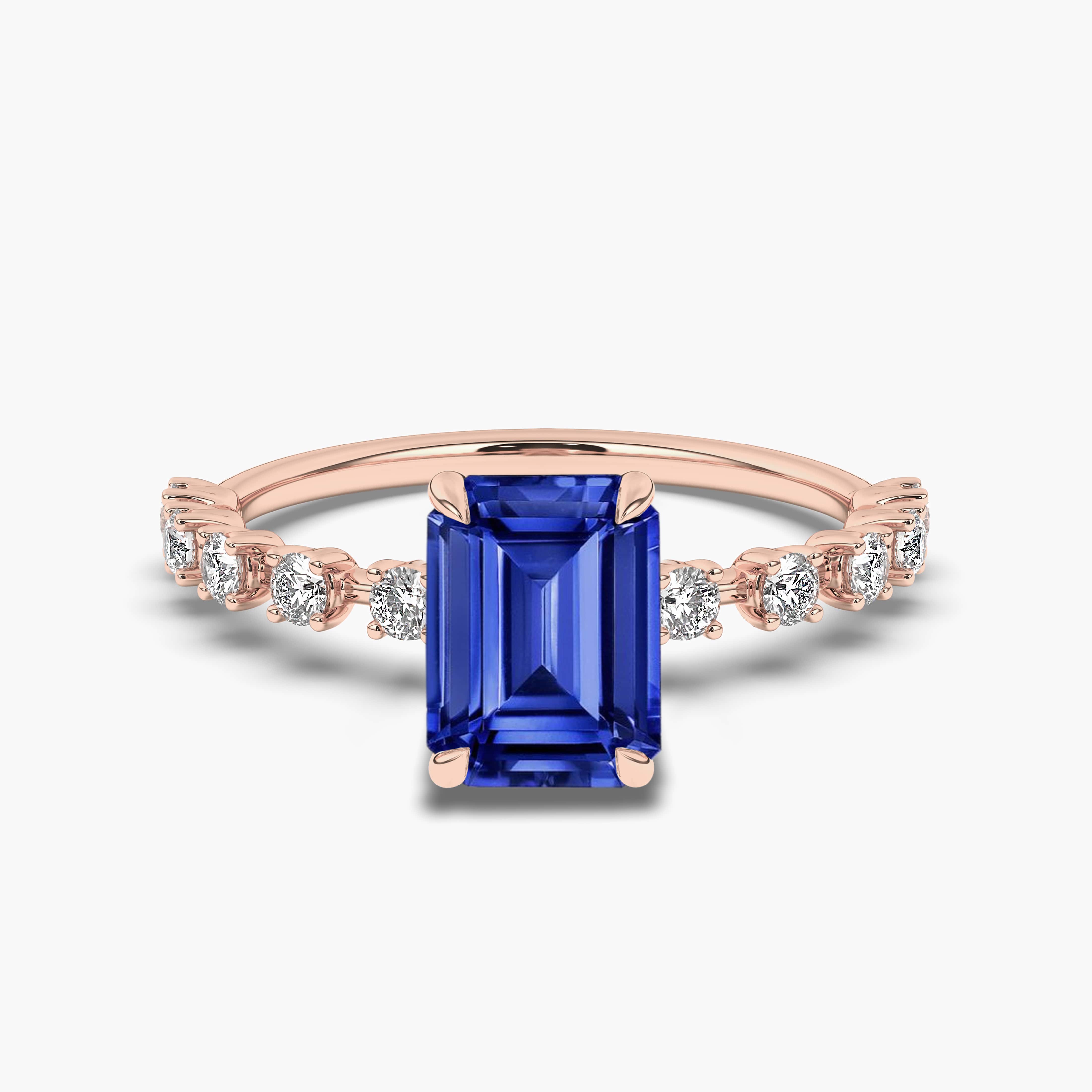 Emerald Blue Sapphire Rose Gold 