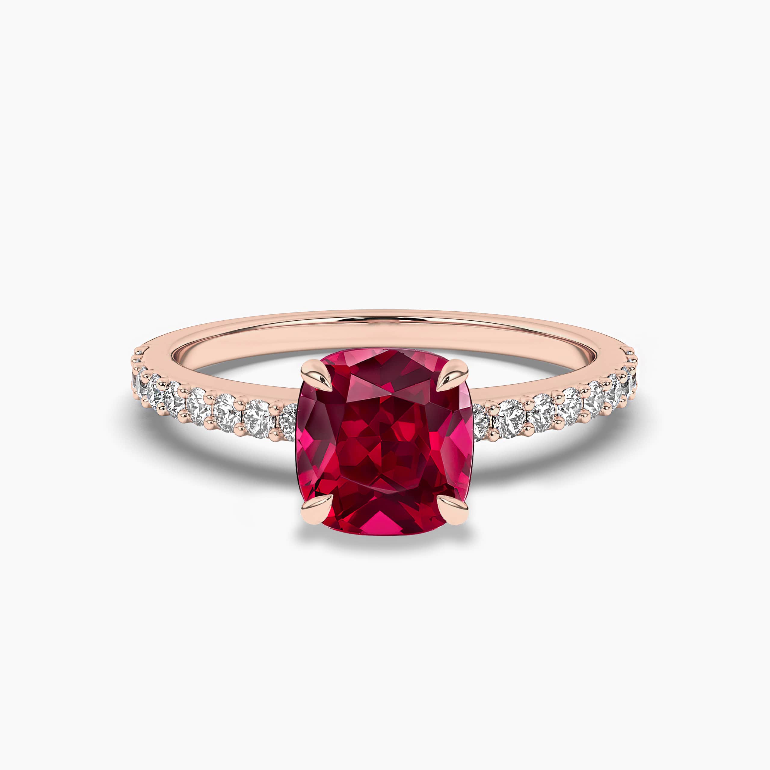 Cushion Cut Ruby Red Engagement Ring Rose Gold