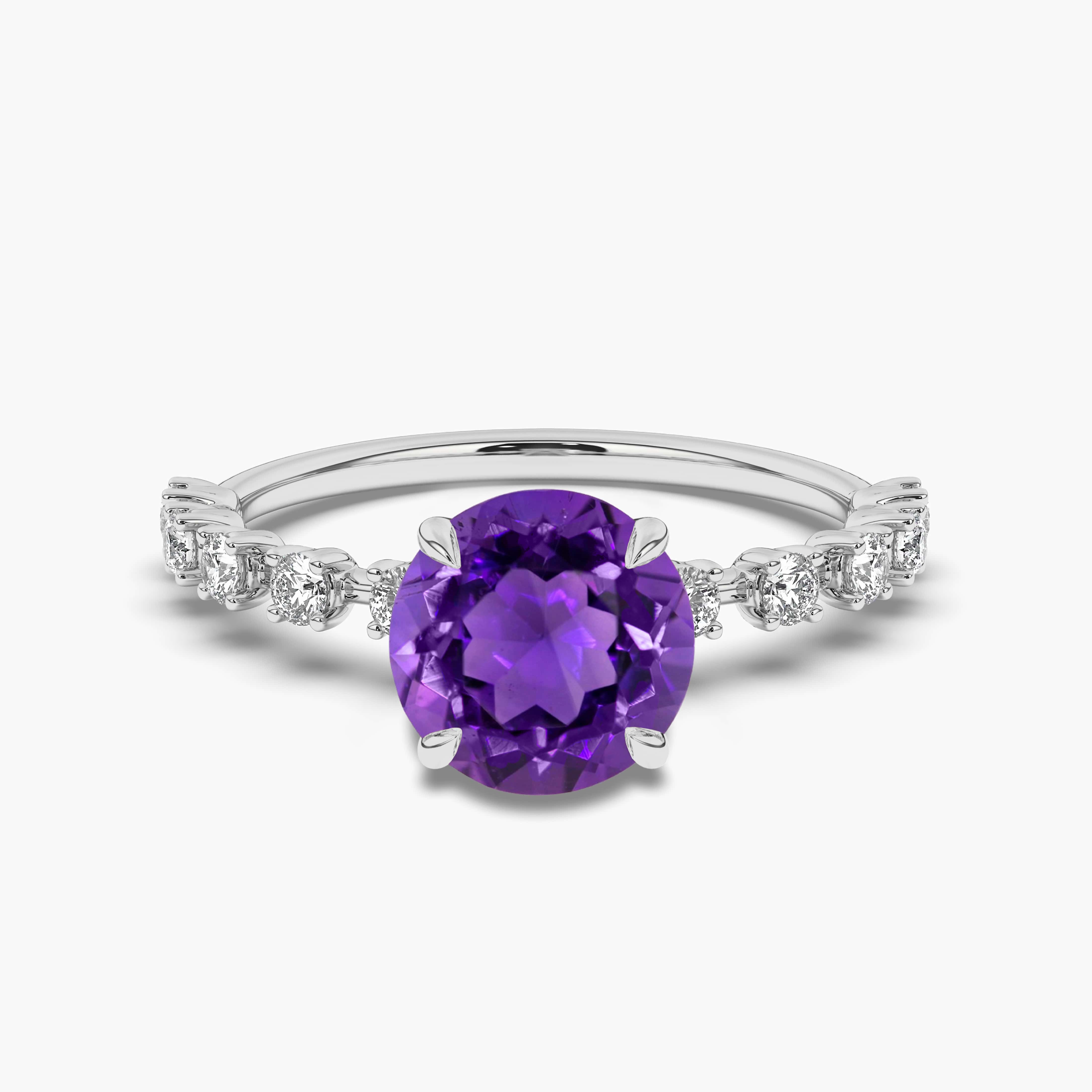 AMETHYST ENGAGEMENT RING WITH MOISSANITE