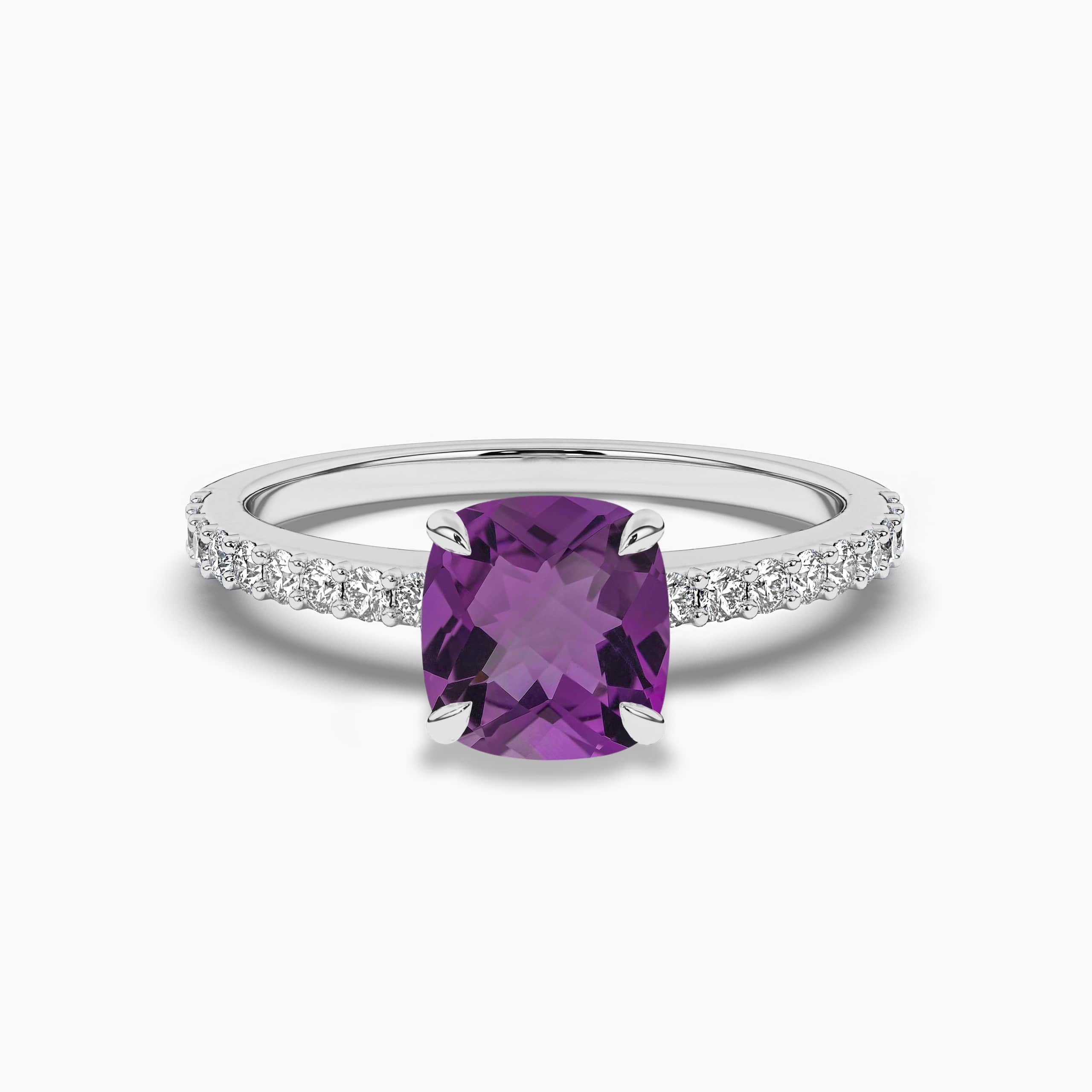 Cushion-cut Amethyst Engagement Ring White Gold