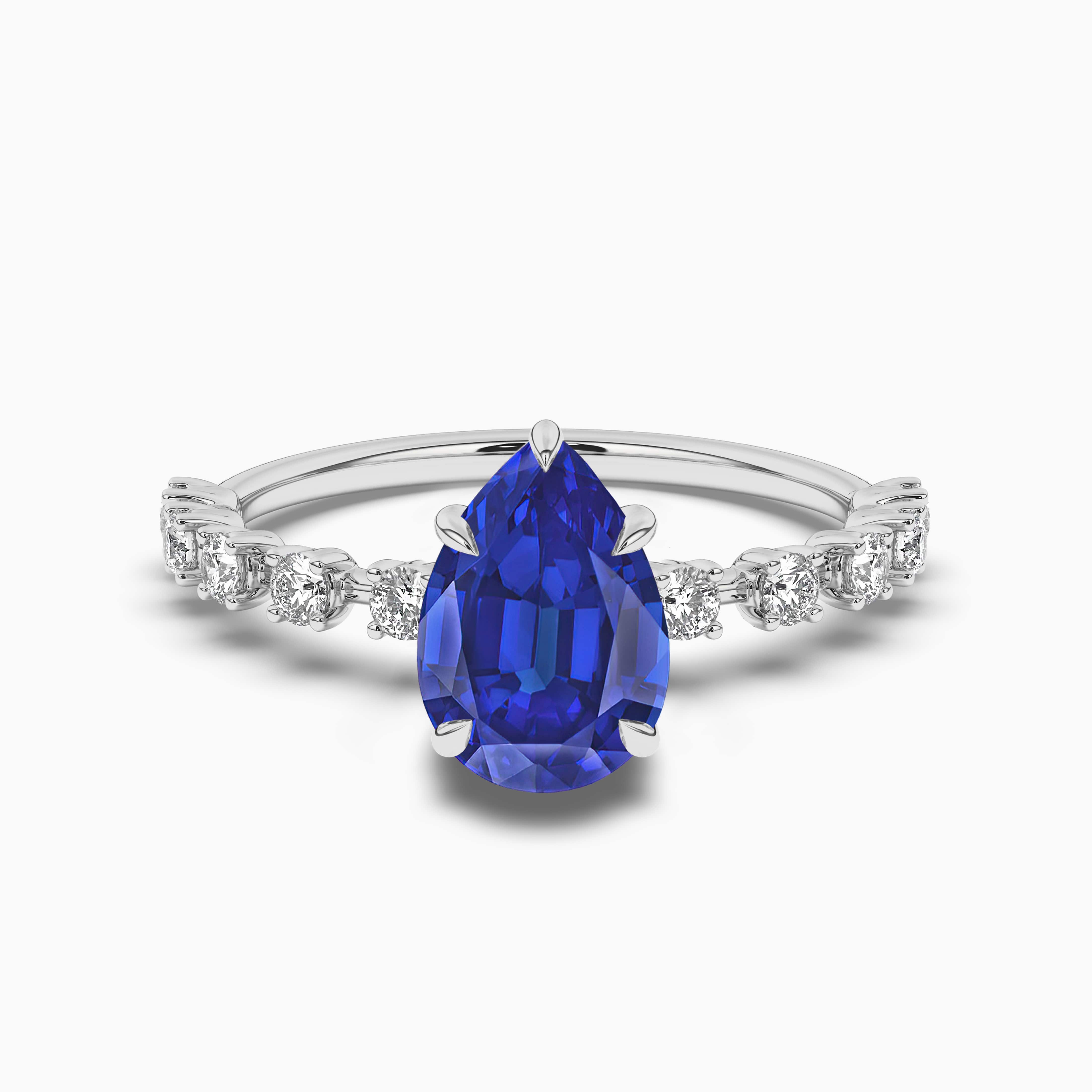 Pear Shaped Blue Sapphire Engagement Ring