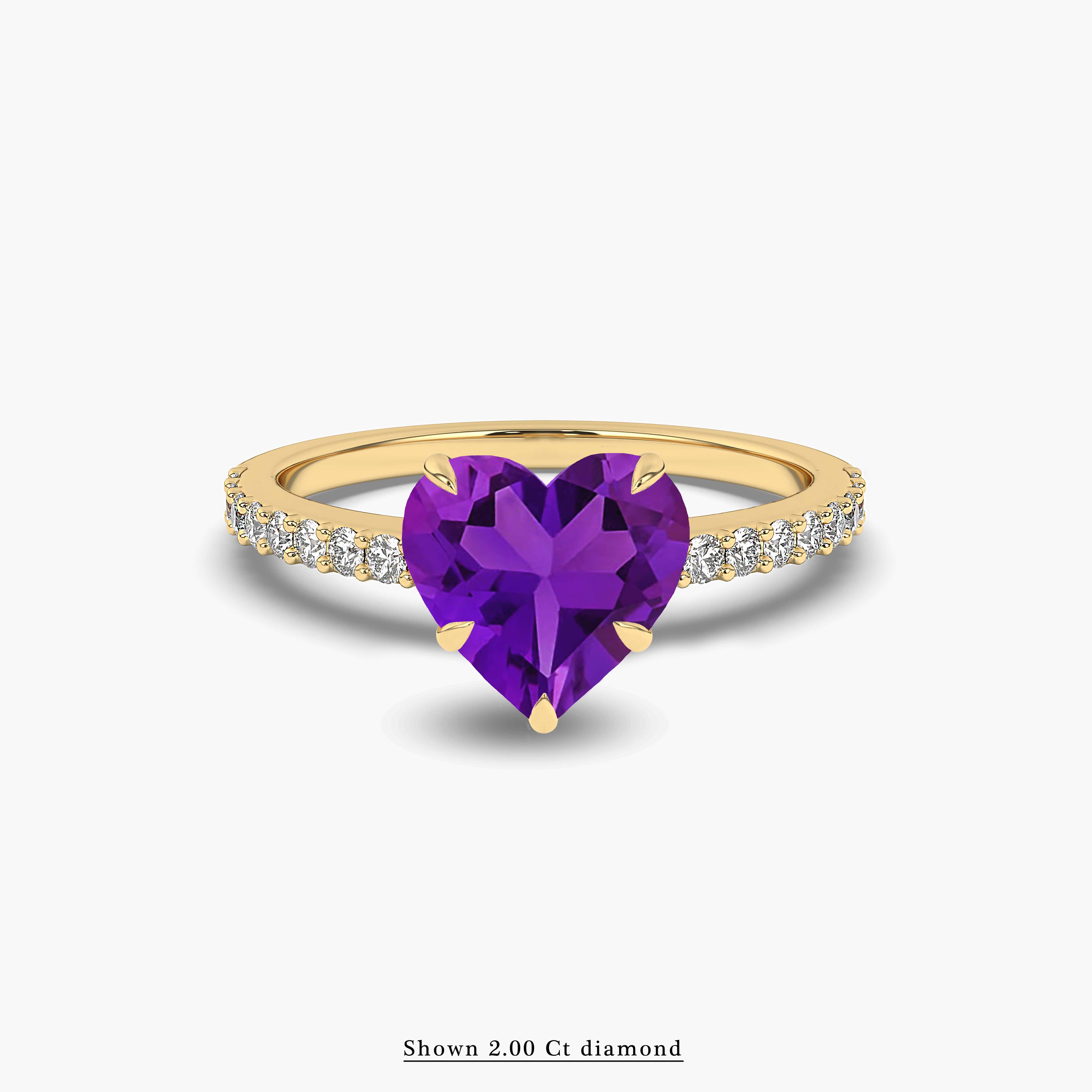 side stones diamond and amethyst engagement ring