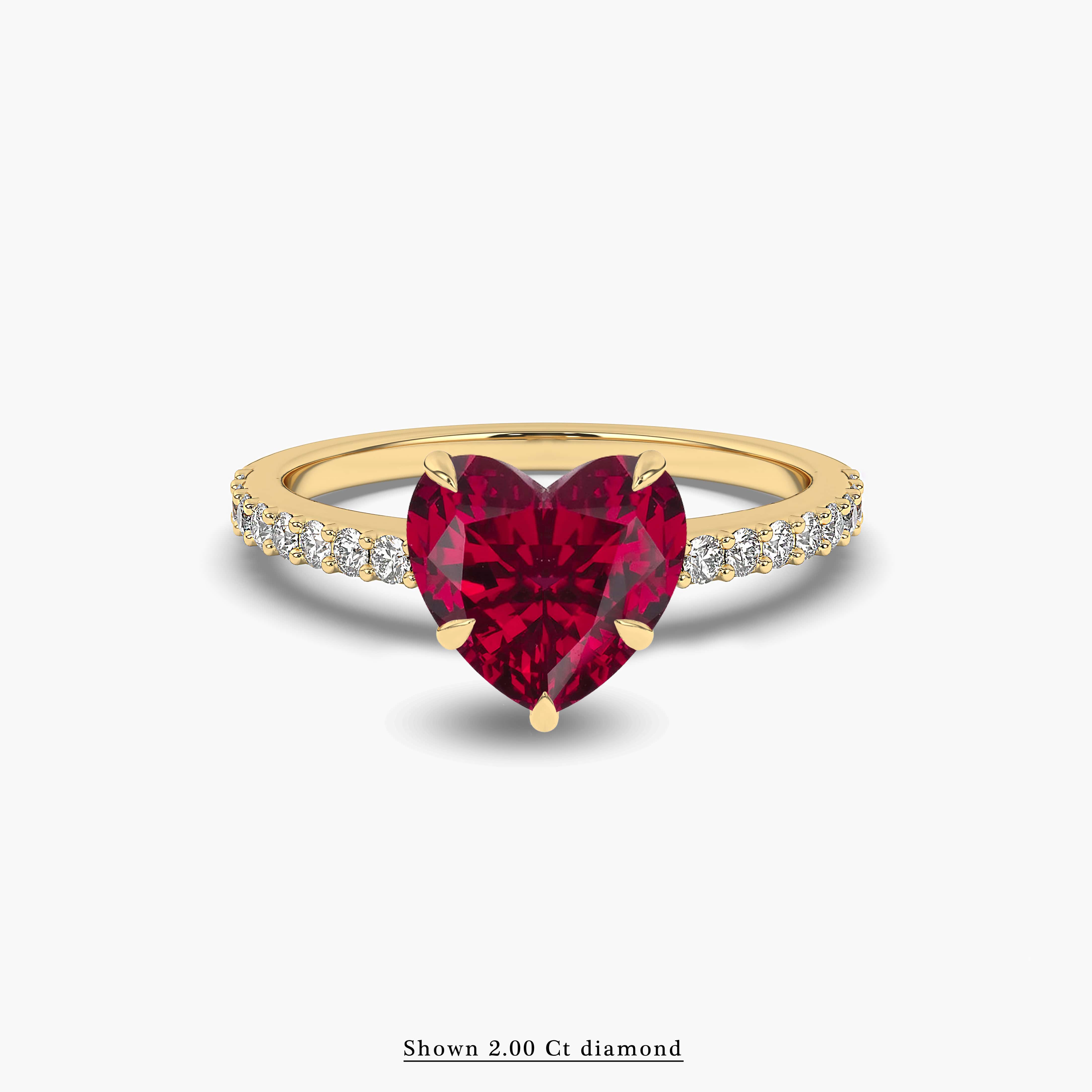 heart shaape riuby and diamond engagement ring