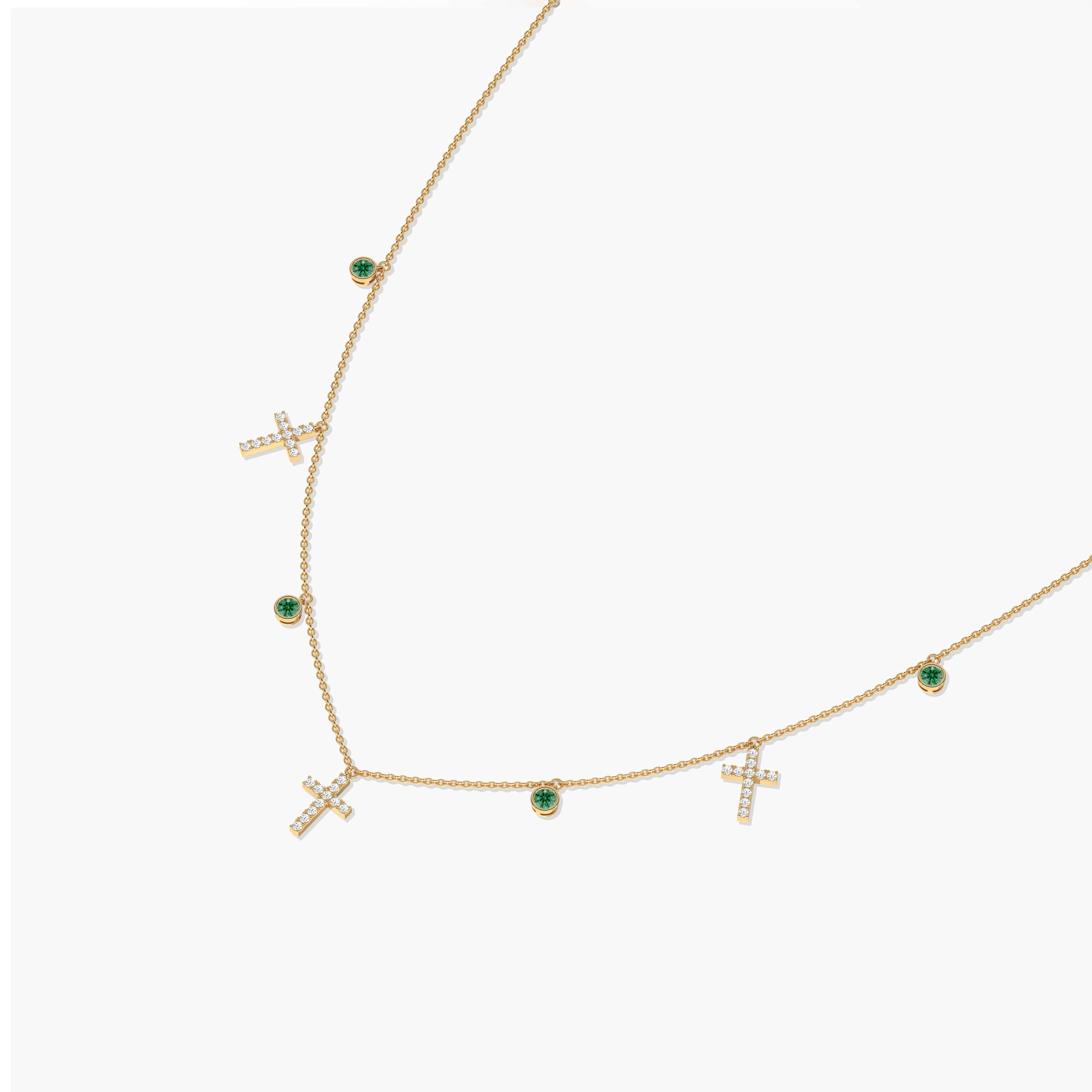 diamond station necklace yellow gold