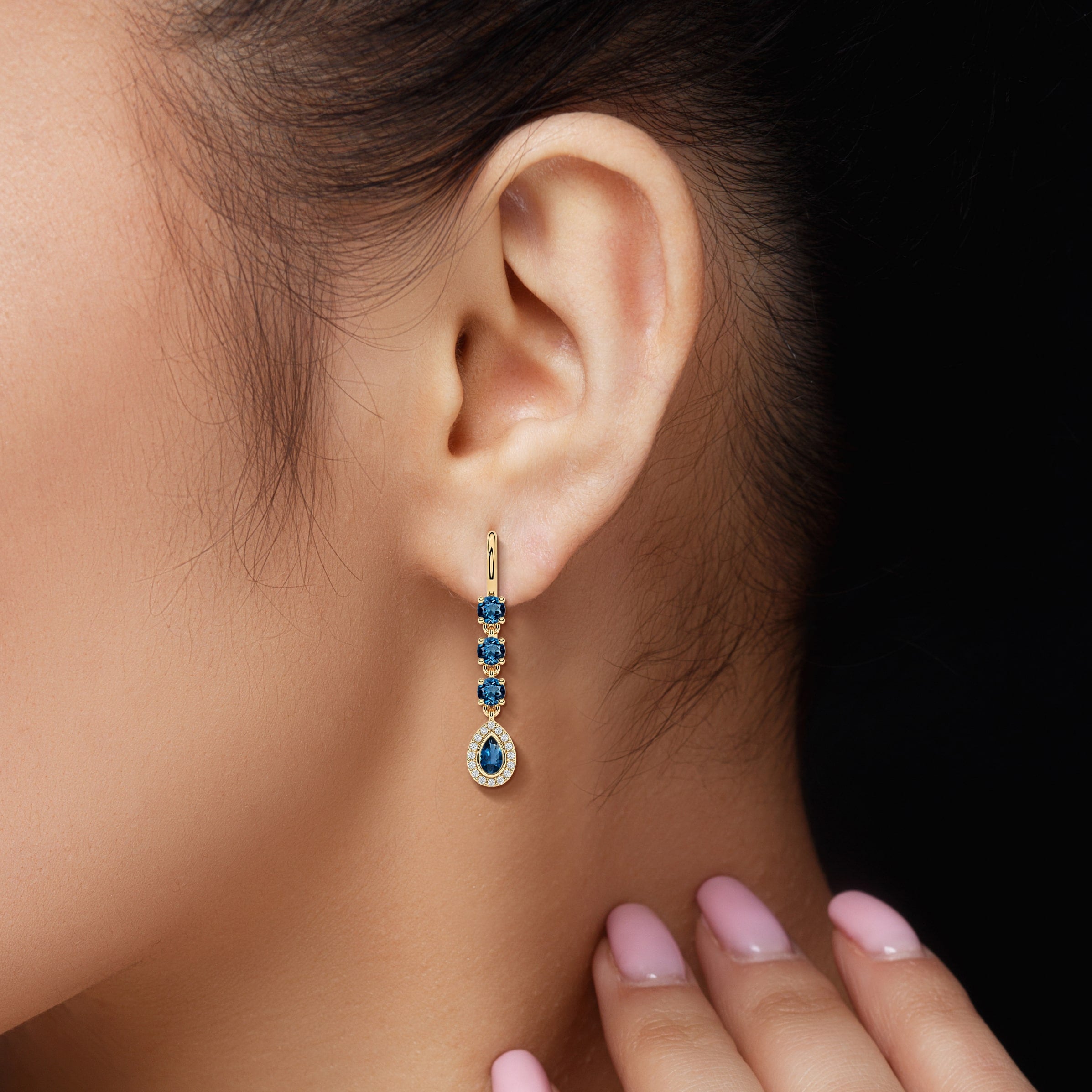 blue topaz and diamond earrings