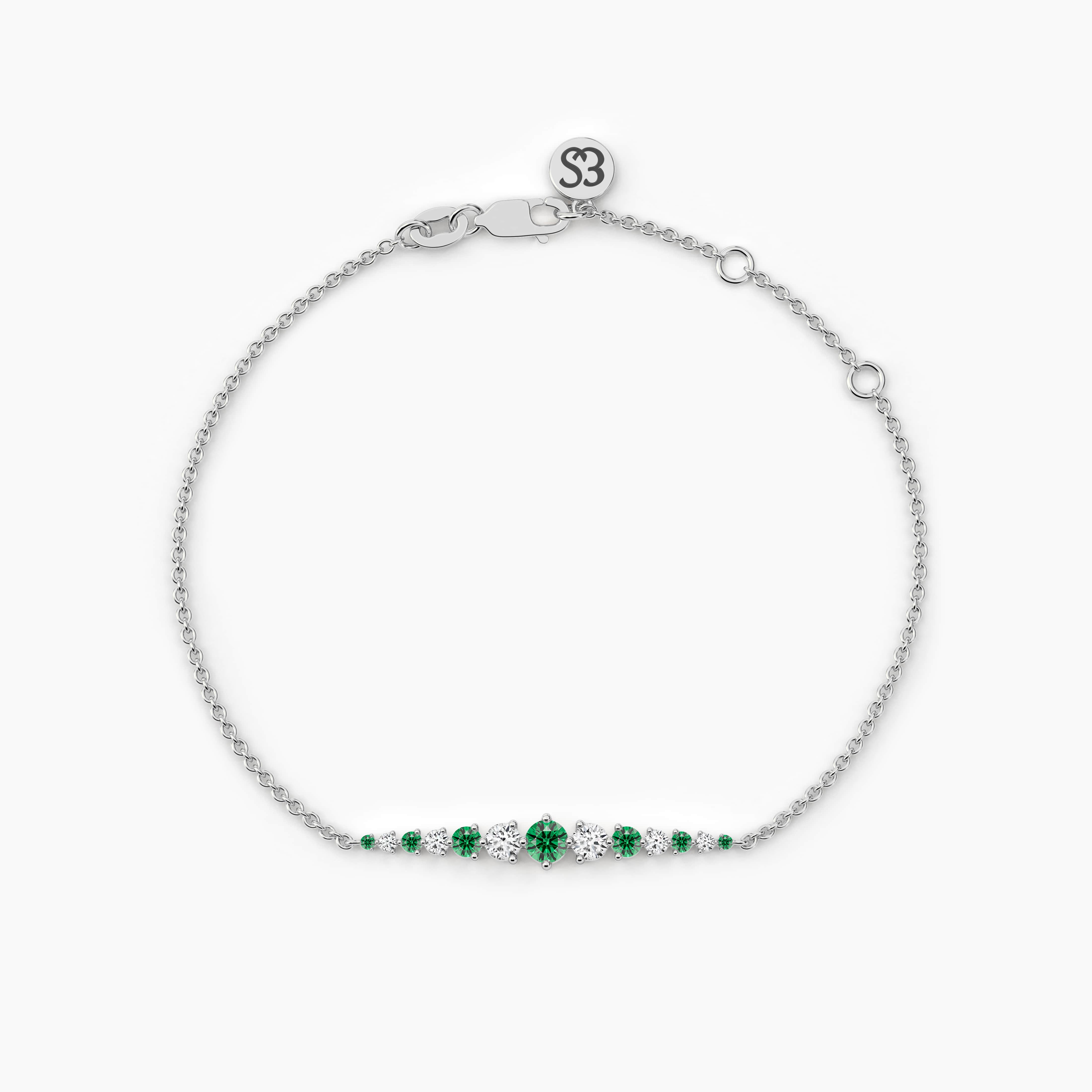 emerald and diamond white gold bracelet