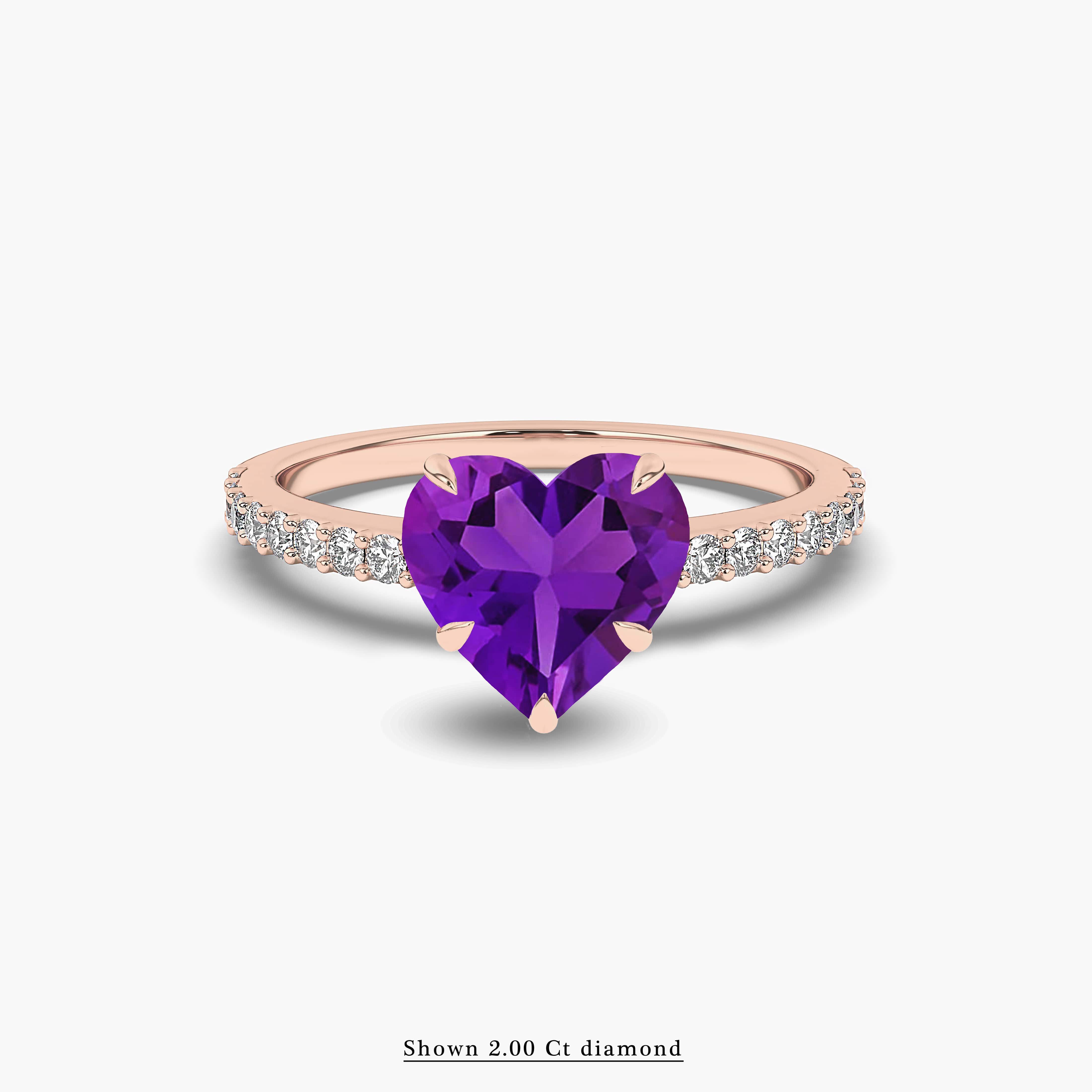 rose gold and amethyst engagement ring