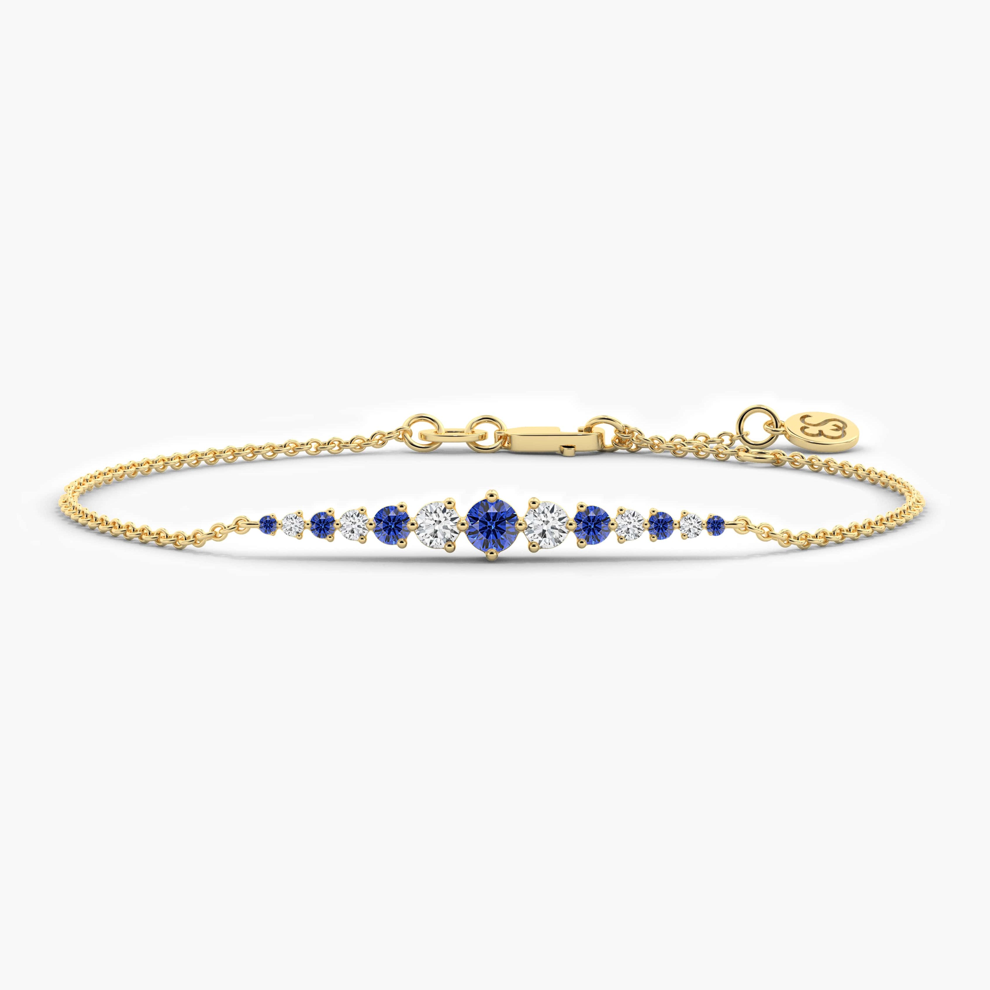 sapphire and diamond graduated bracelet