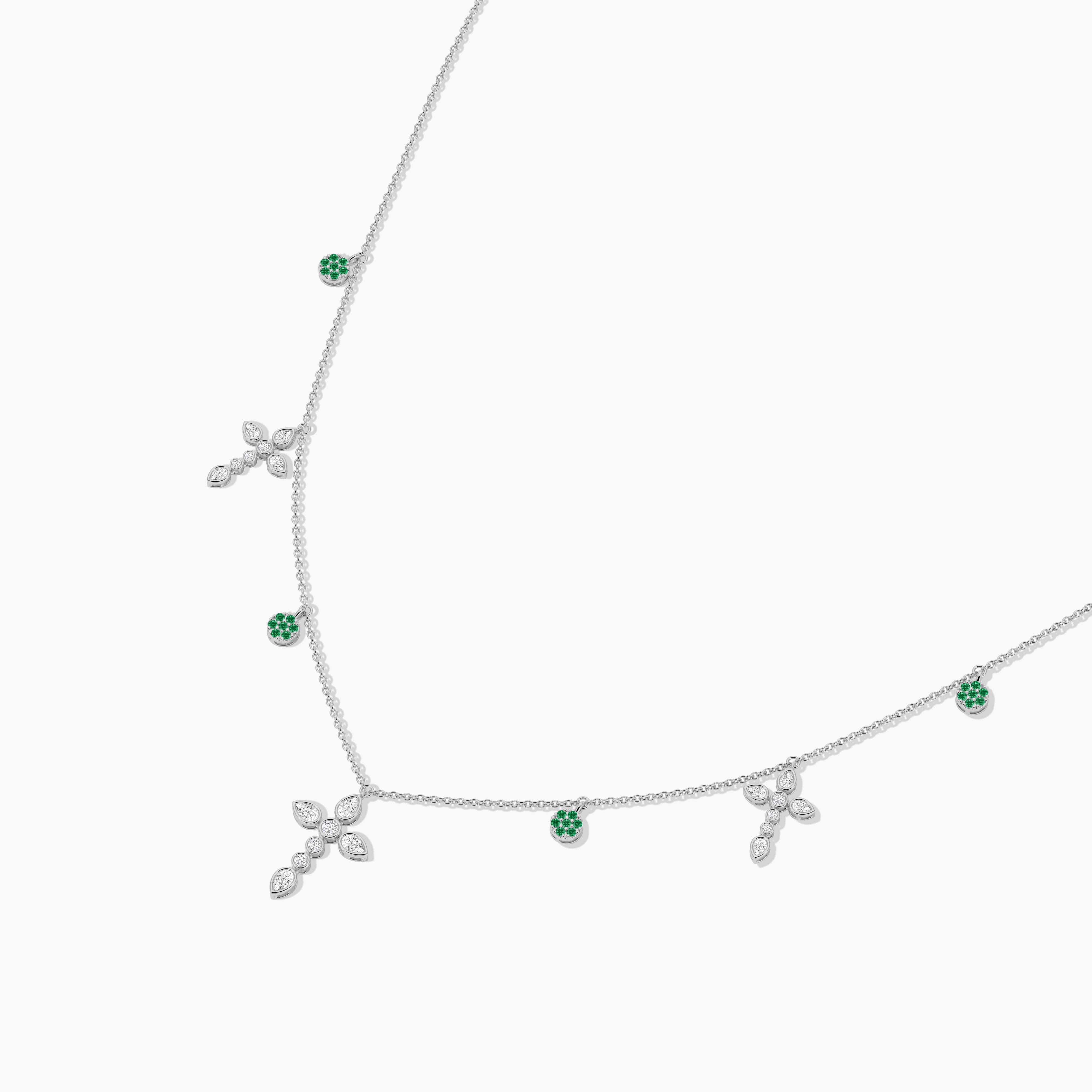 emerald and diamond cross necklace​