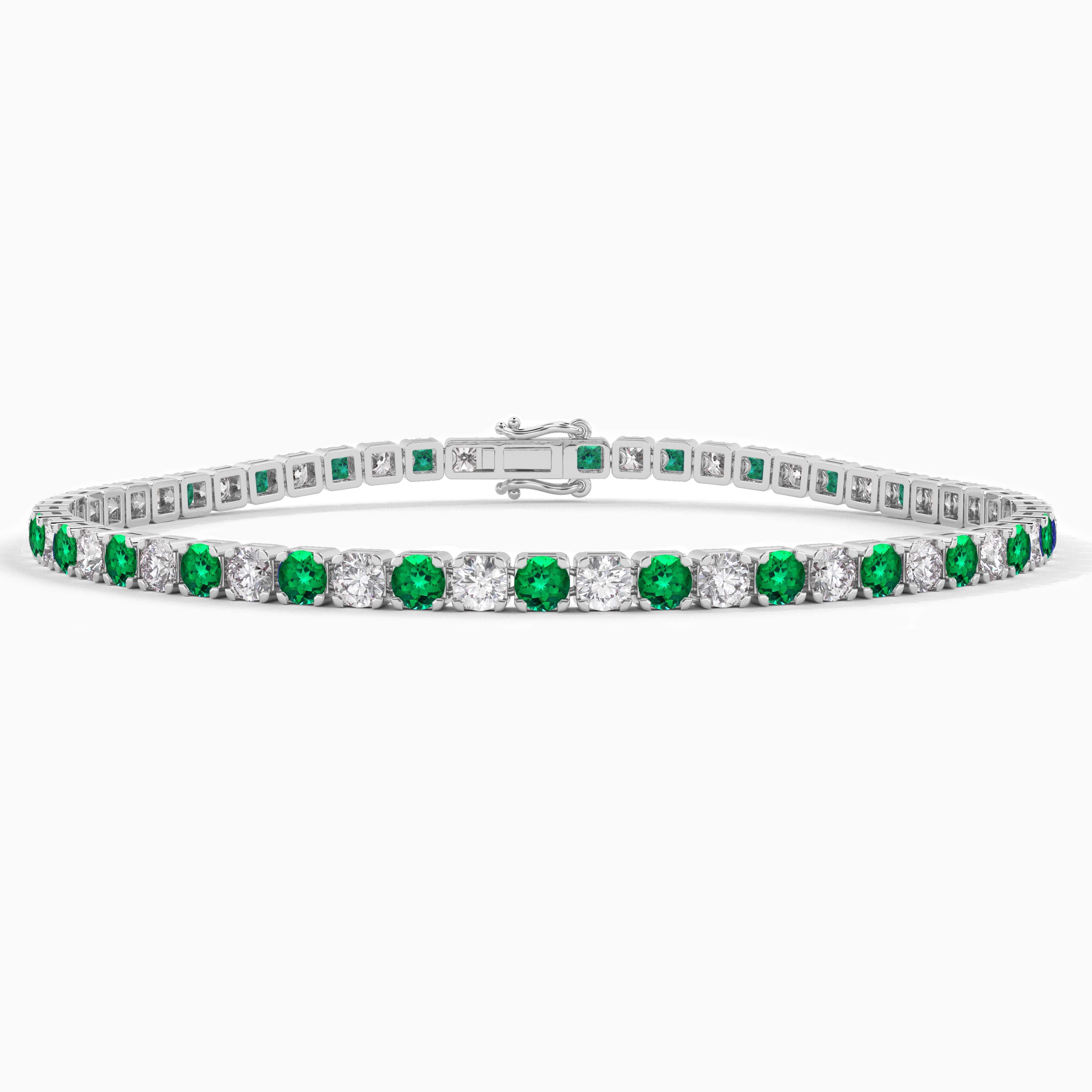 green emerald diamond tennis bracelet 