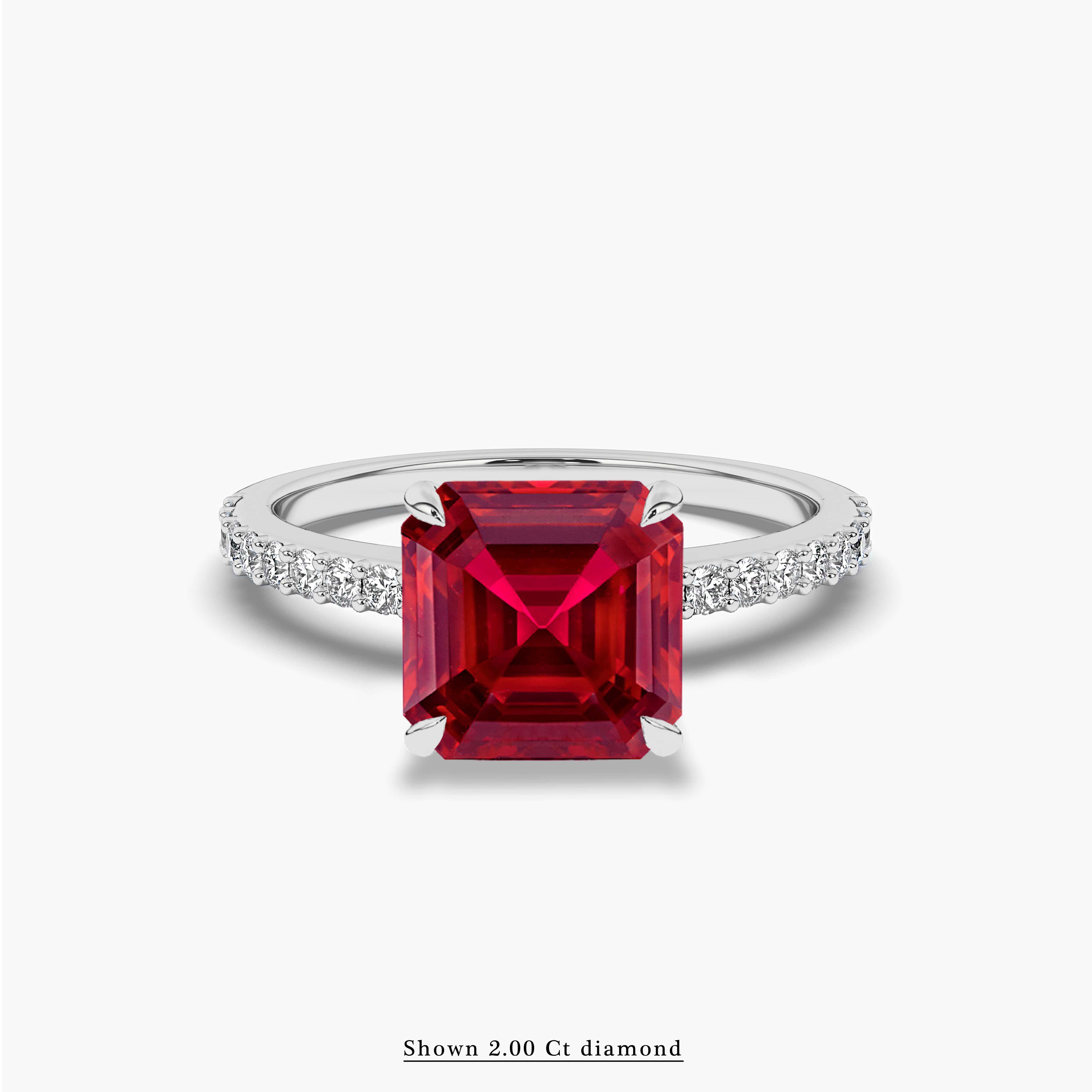 white gold ruby an white diamond ring 