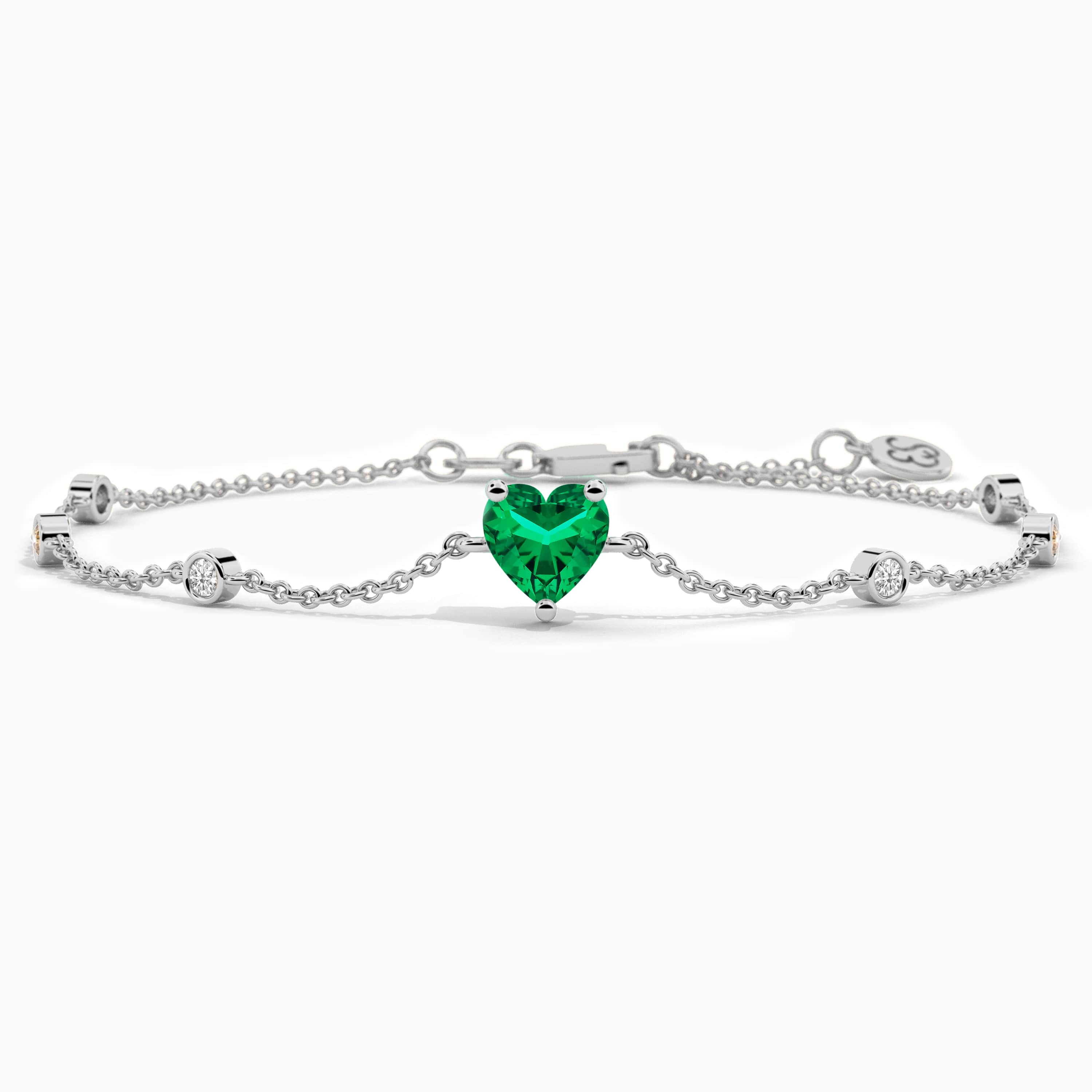 heart shape emerald bracelet