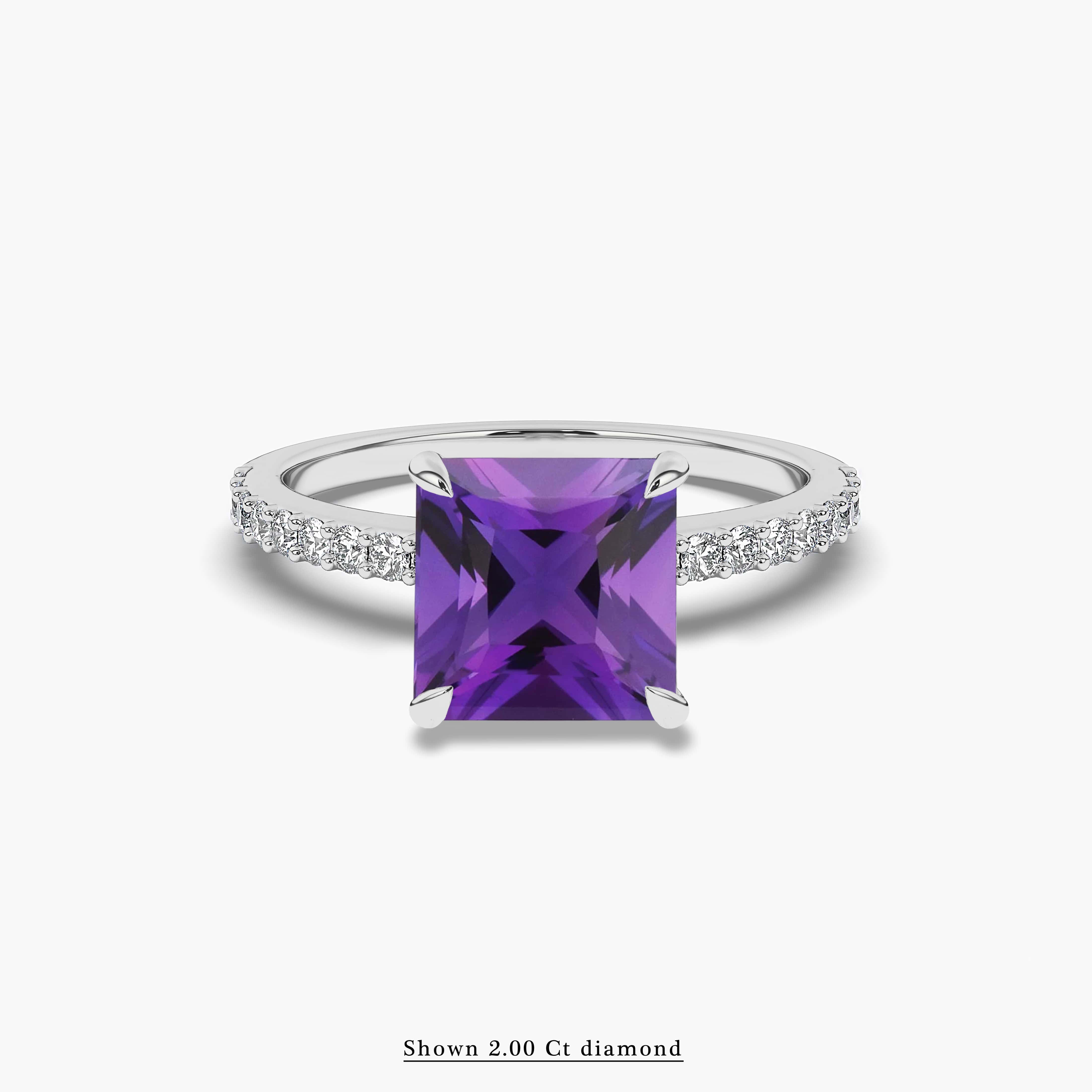 diamond with amethyst engagement ring