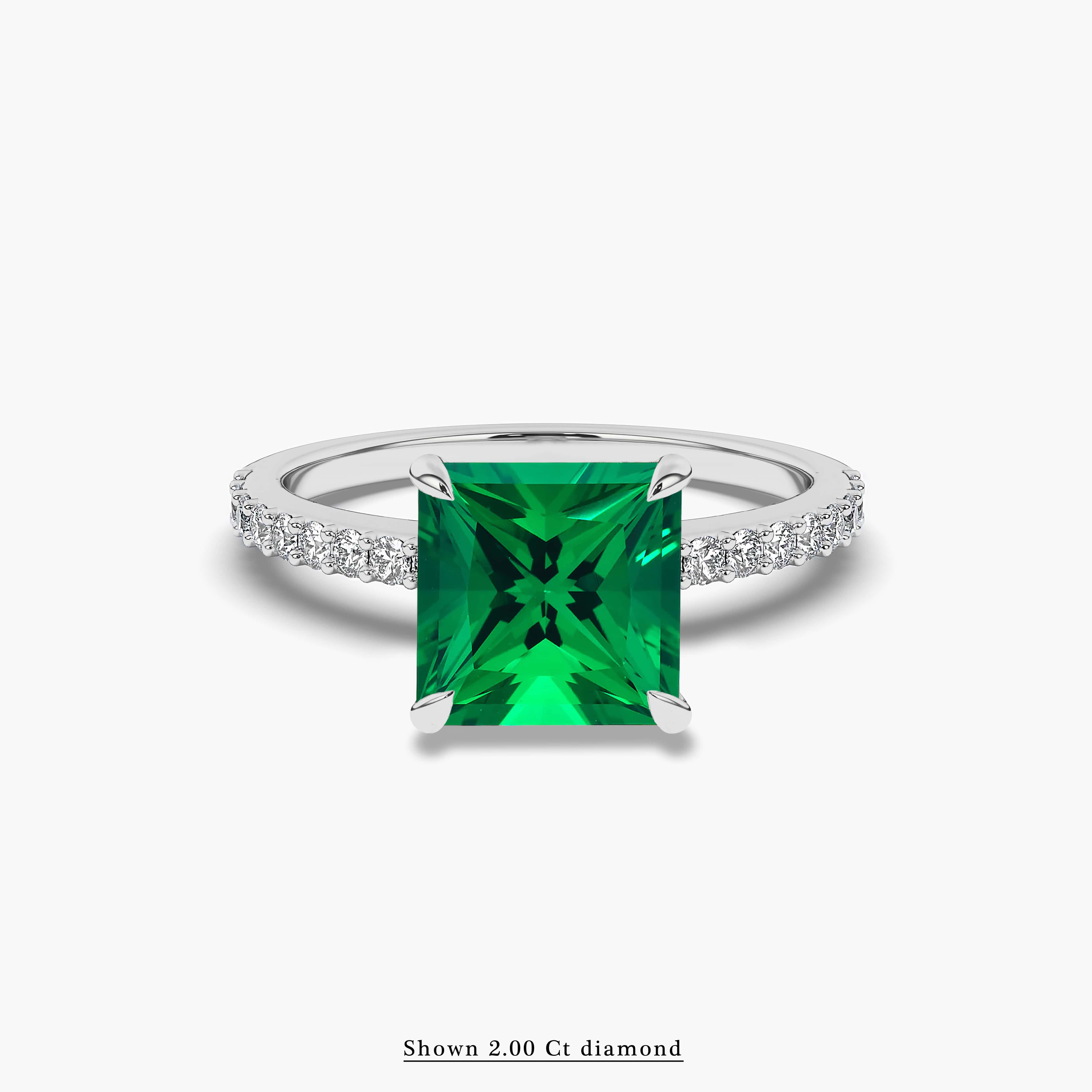 Green Heart Engagement Ring with Side Stones