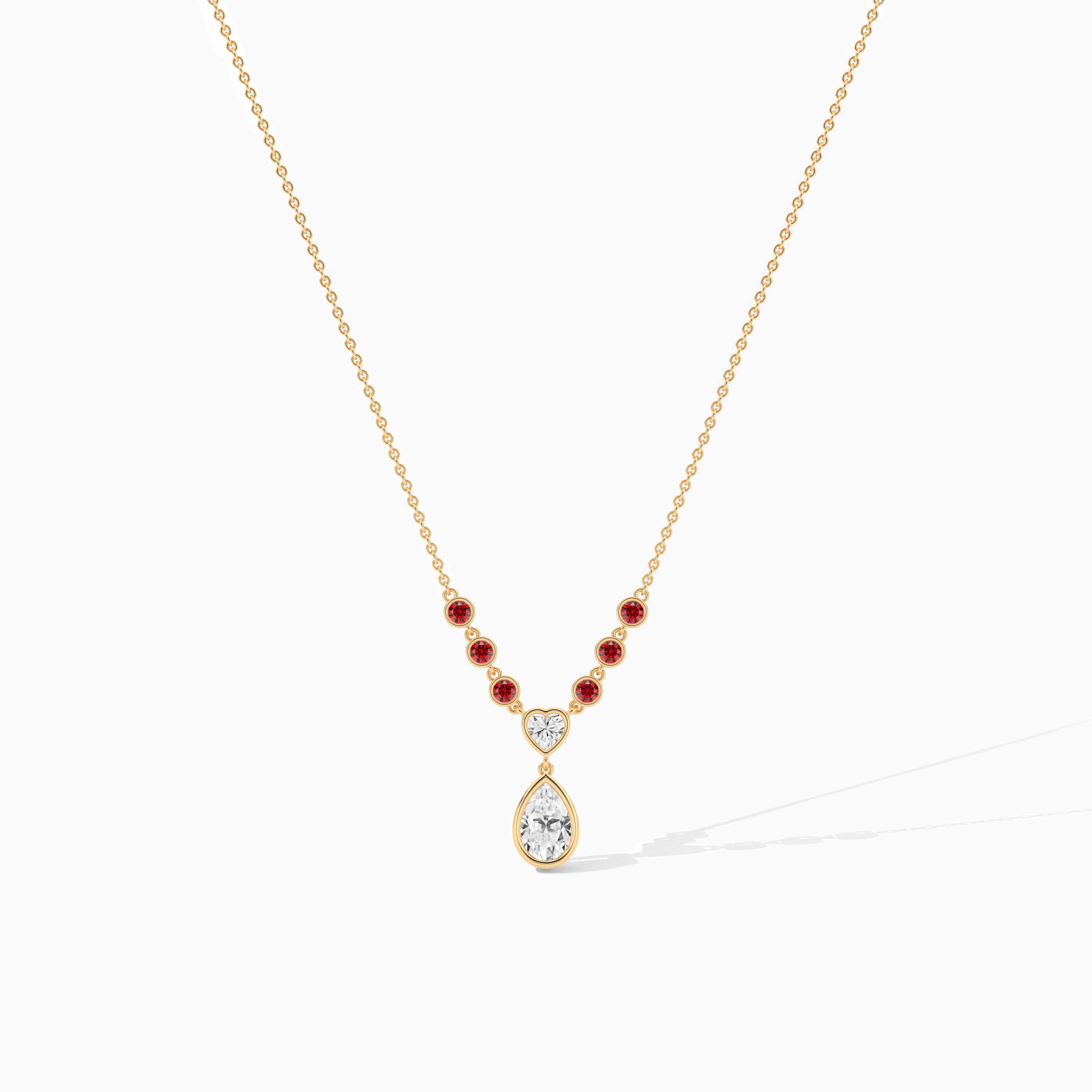 14k ruby dimond station necklace 