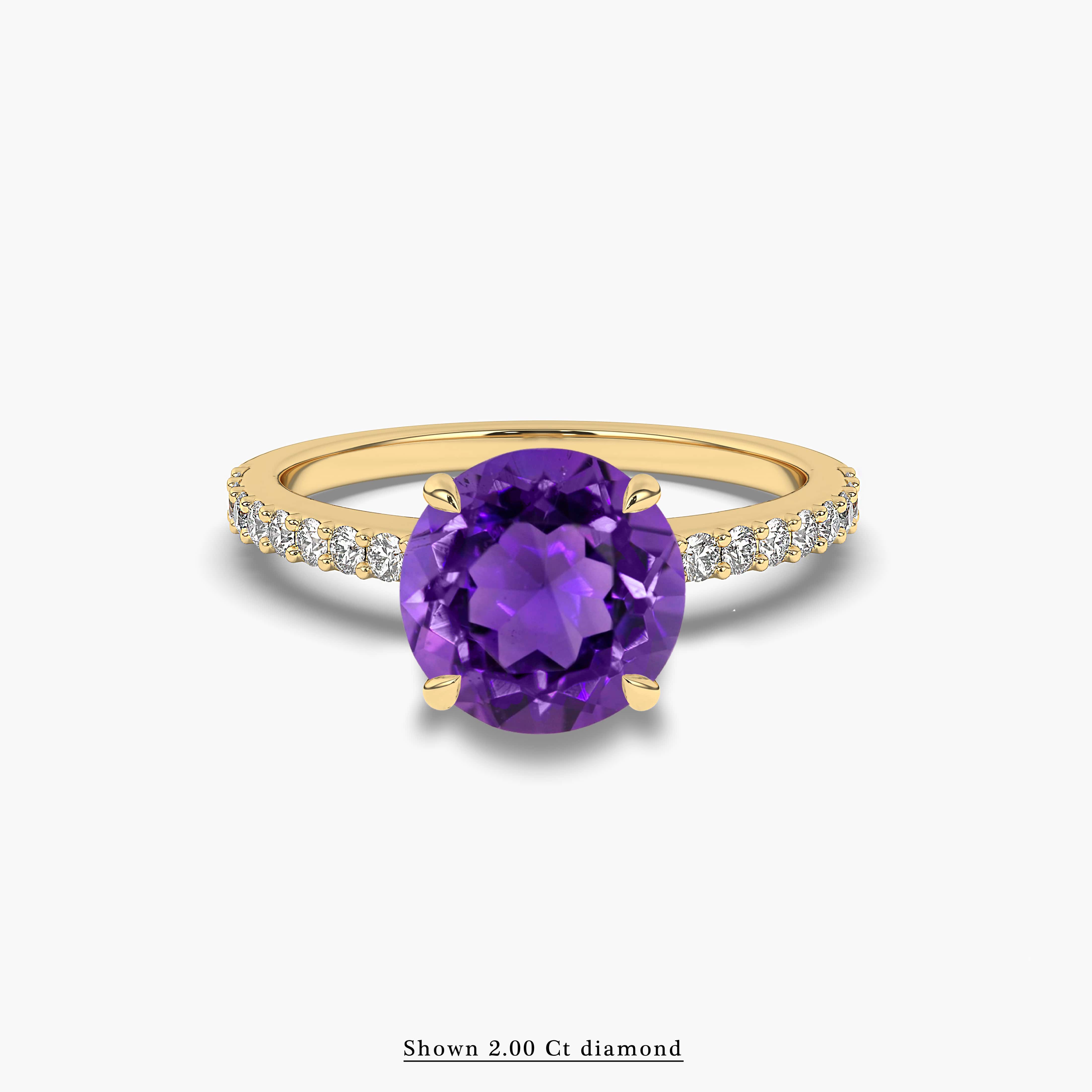 amethyst and side stones diamond ring​