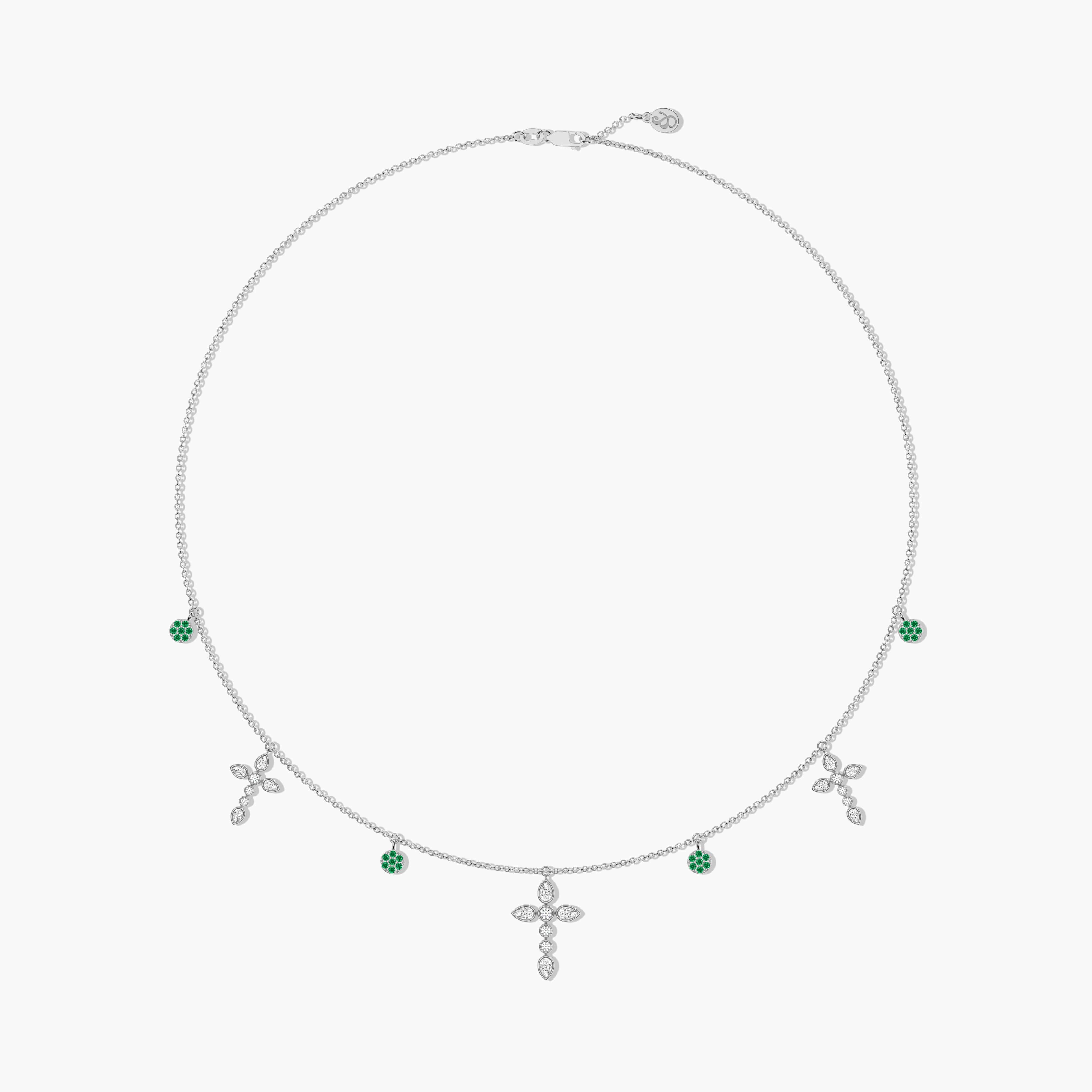 white gold emerald and diamond cross necklace 