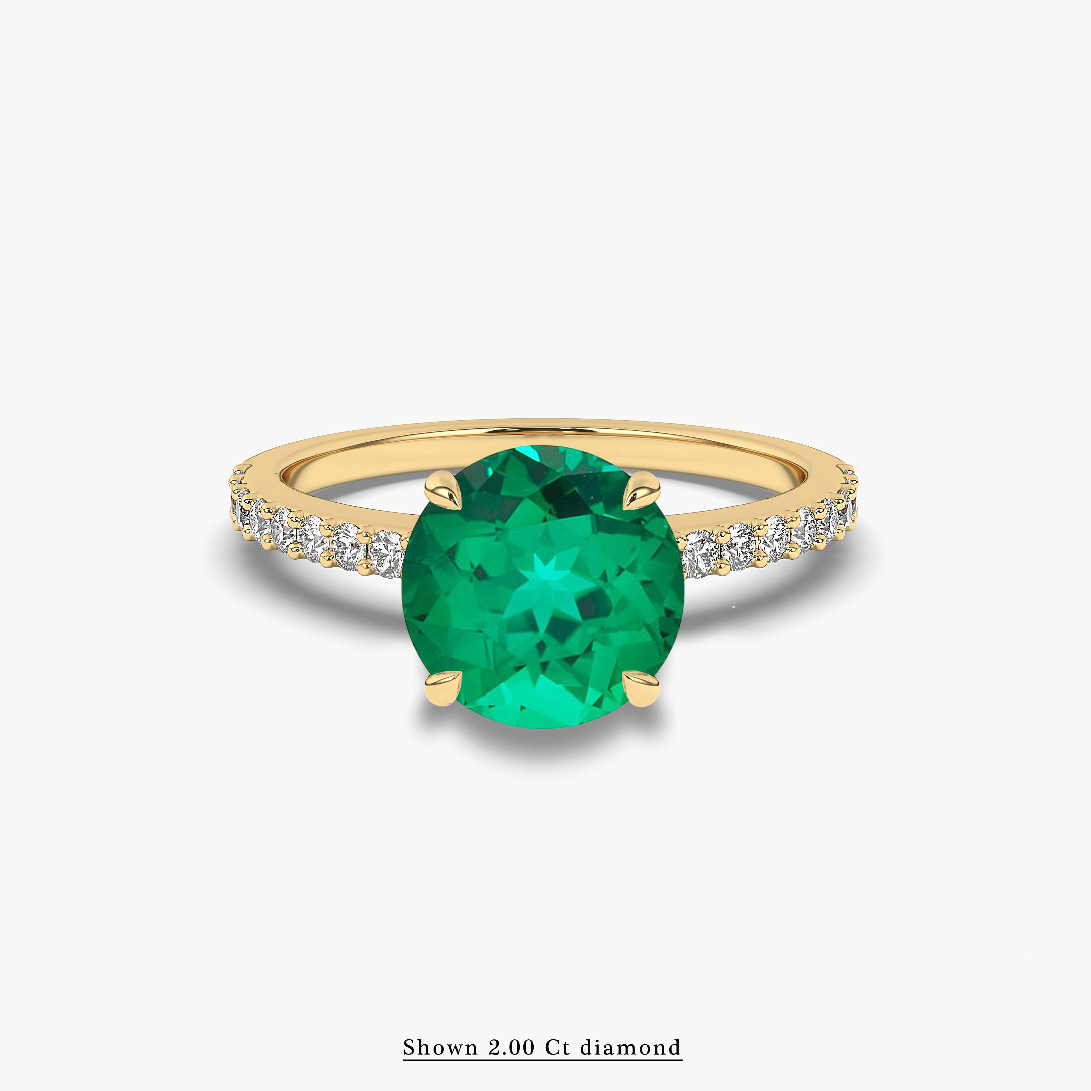 green round sid stones diamond engagement ring 