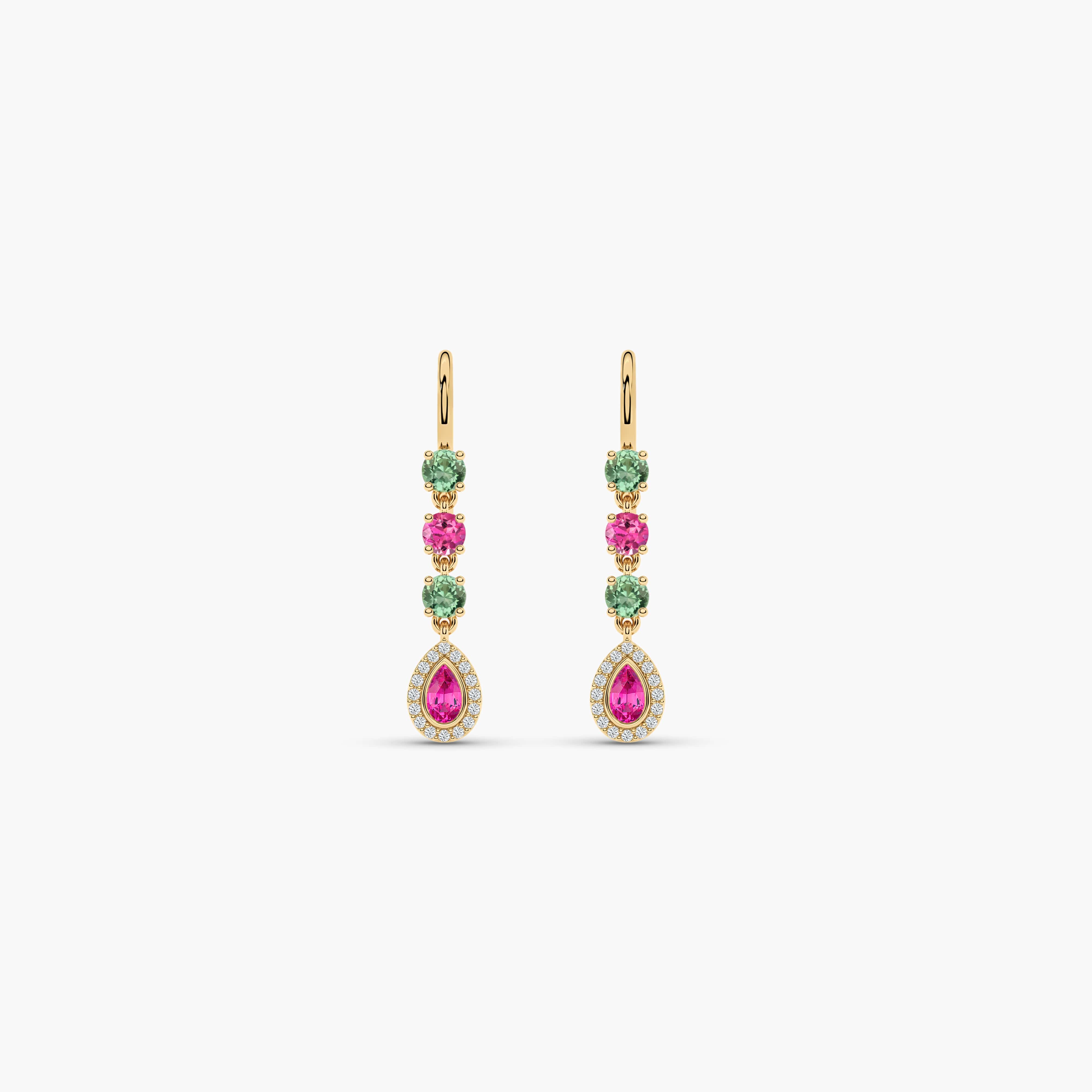 pink sapphire and diamond earrings