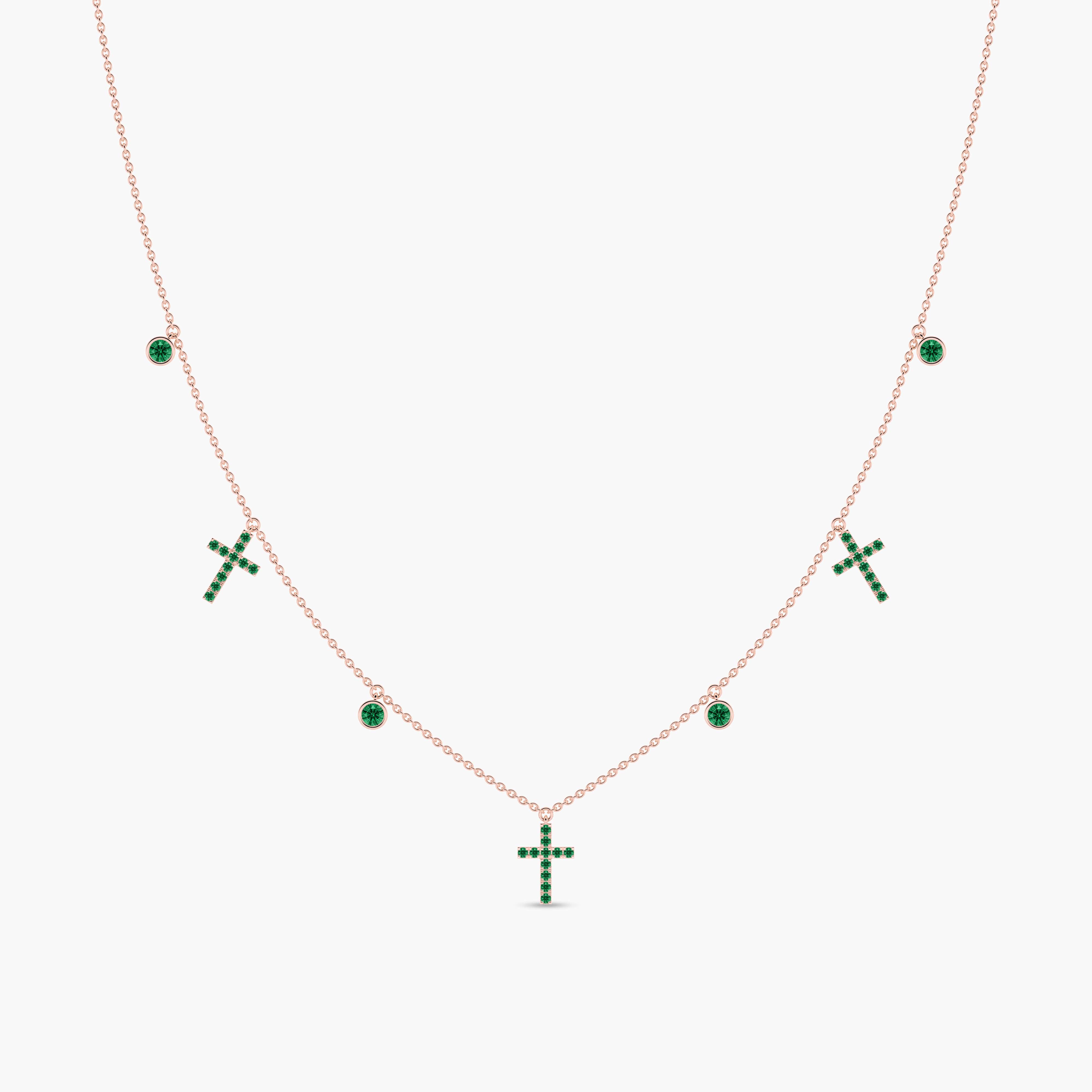 emerald cross necklace gold