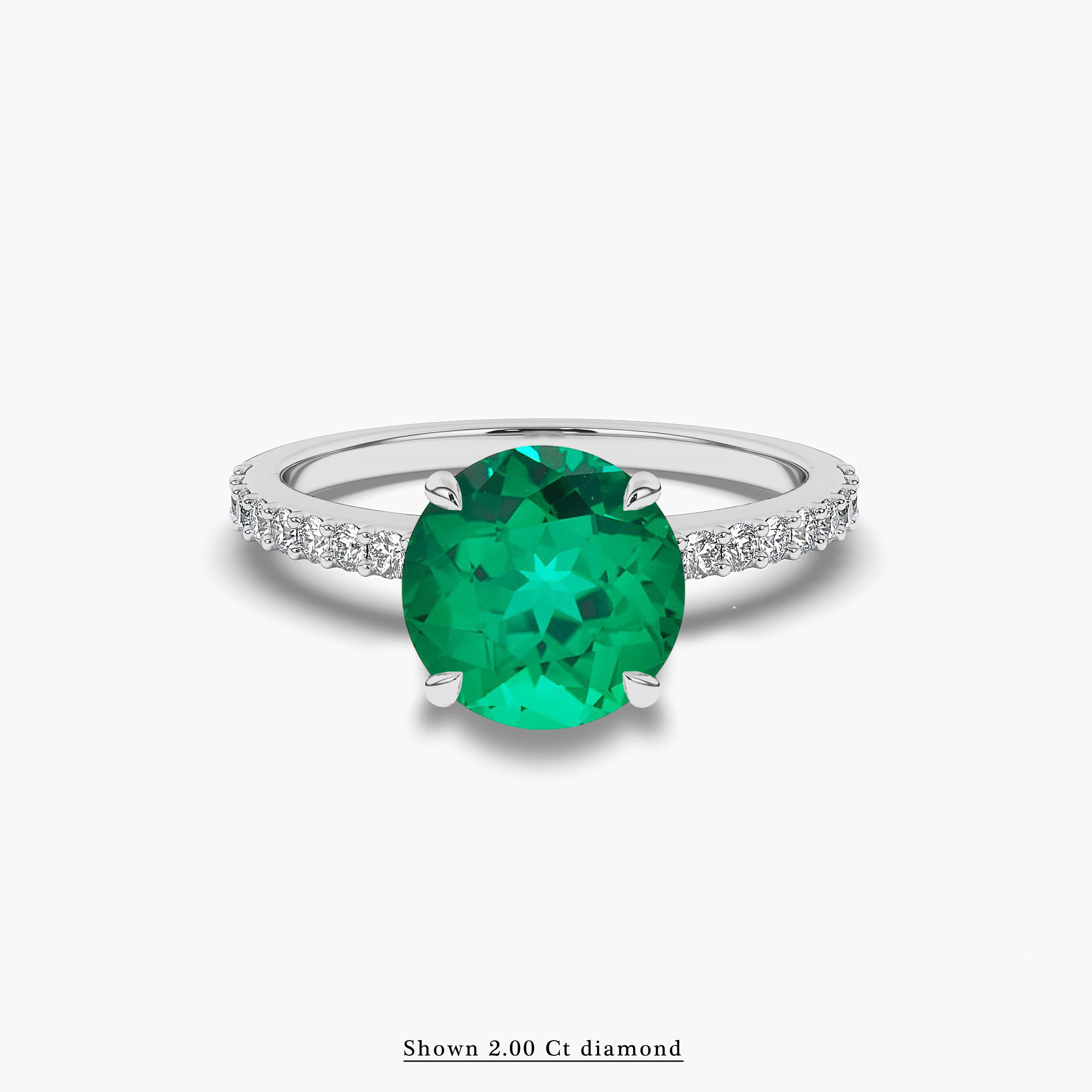 Green Heart Engagement Ring with Side Stones