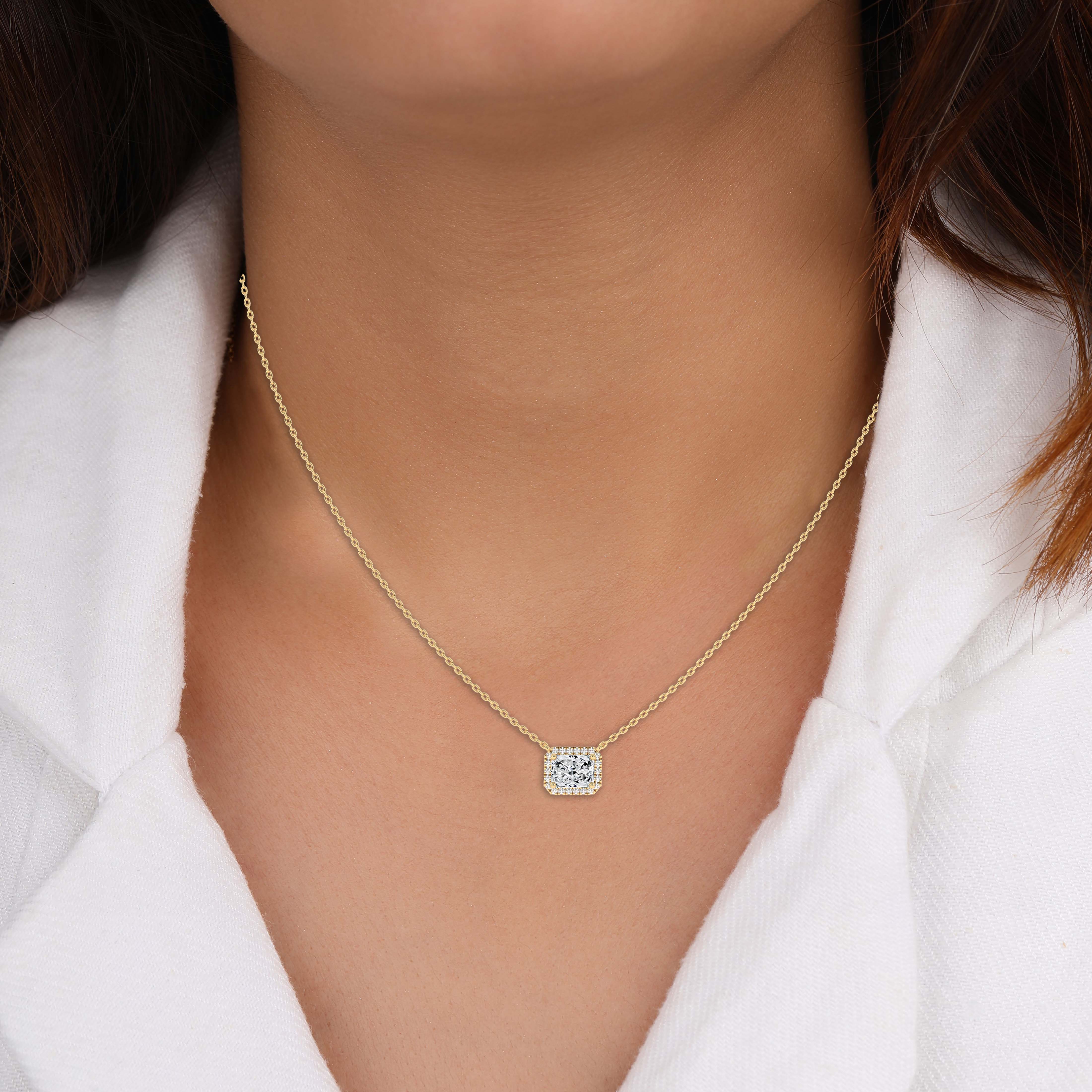 Radiant Cut Diamond East-West Set Pendant