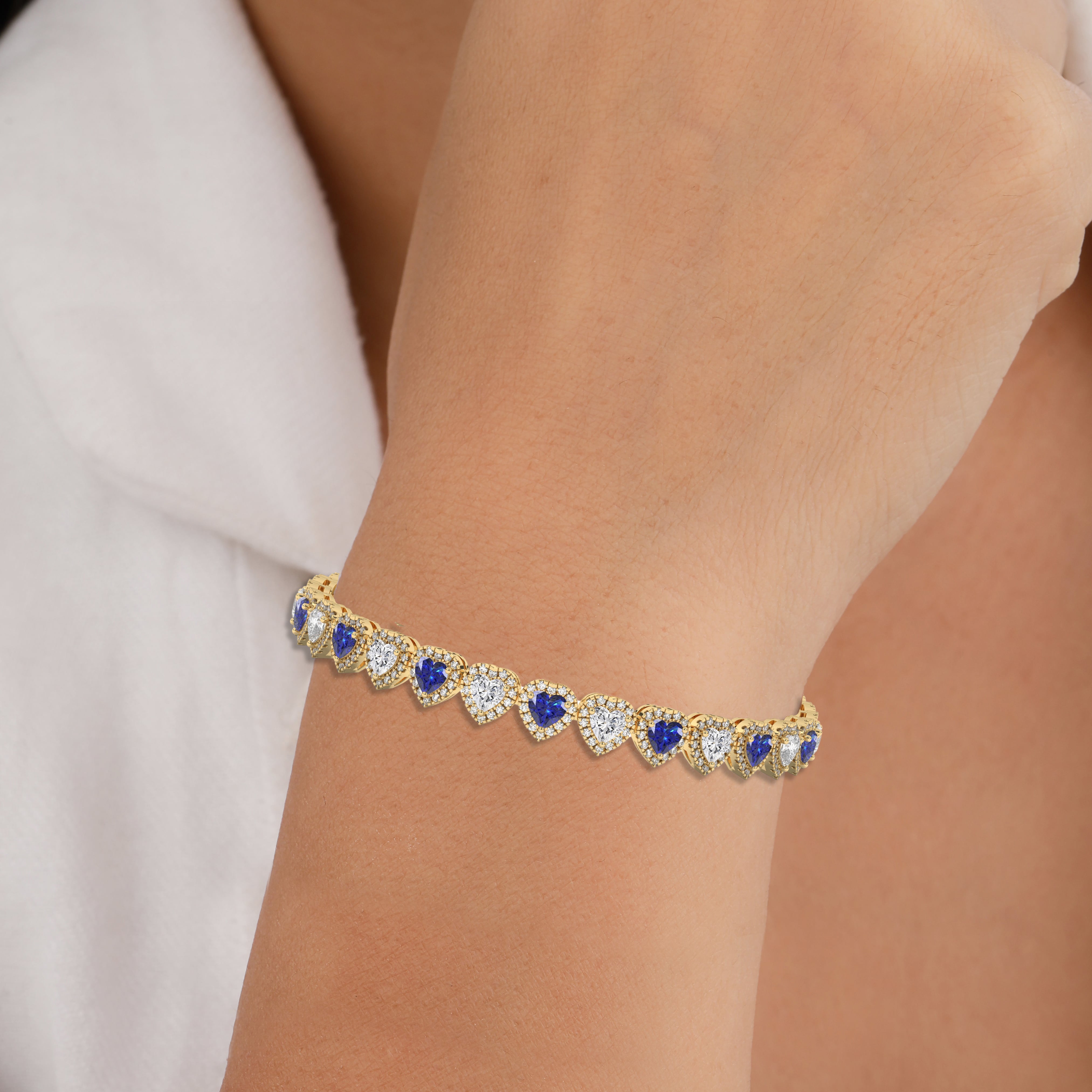 Gorgeous New 5 Ct. Oval on sale Cut Blue & White Sapphire Halo Design Tennis Bracelet