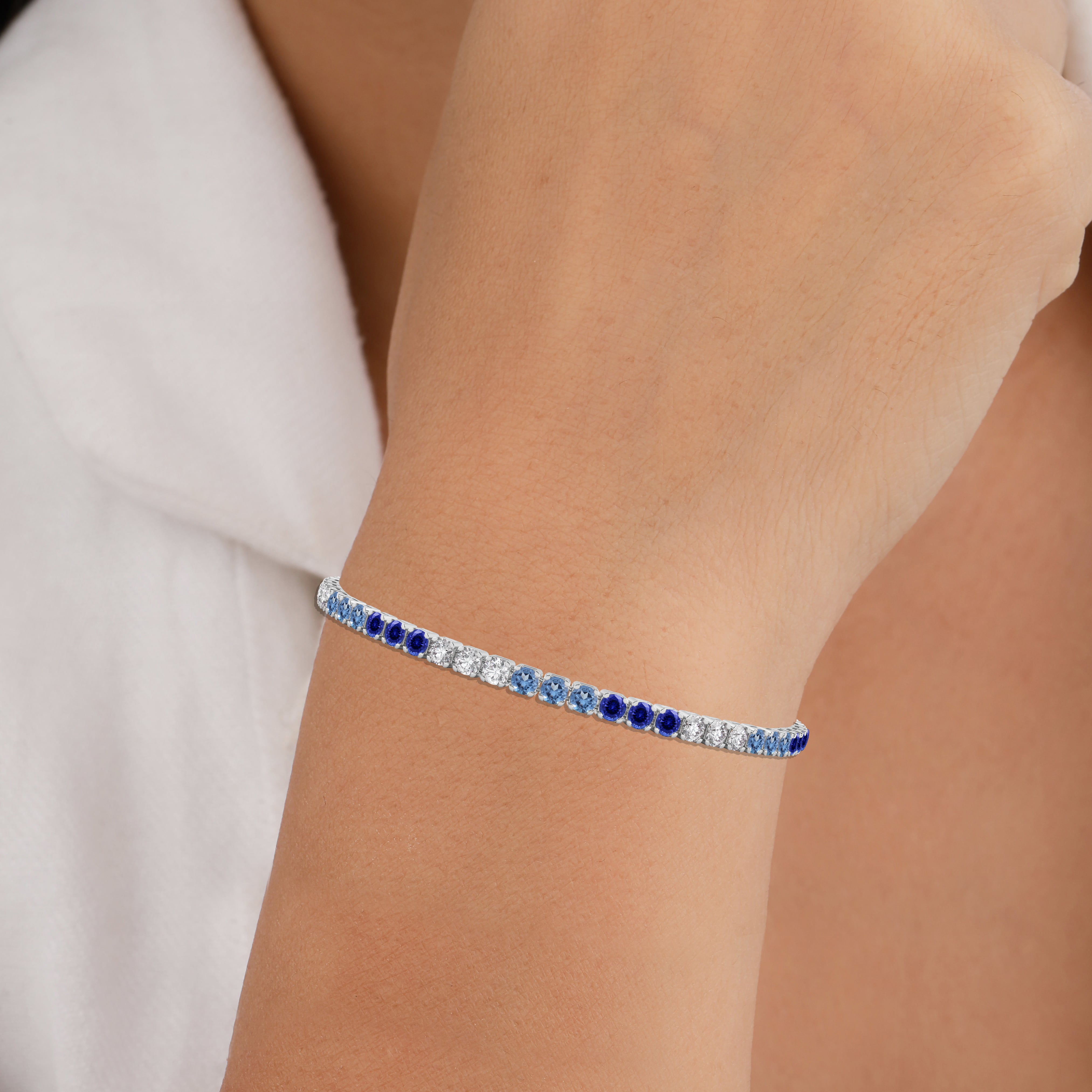 diamond bracelet with blue stone