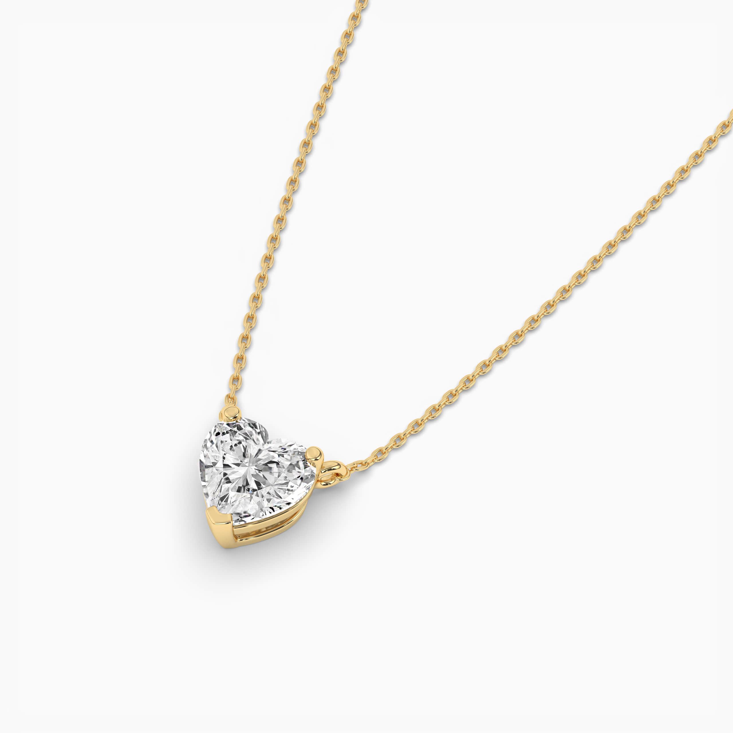 Heart Shape Diamond Solitaire Necklace Yellow Gold