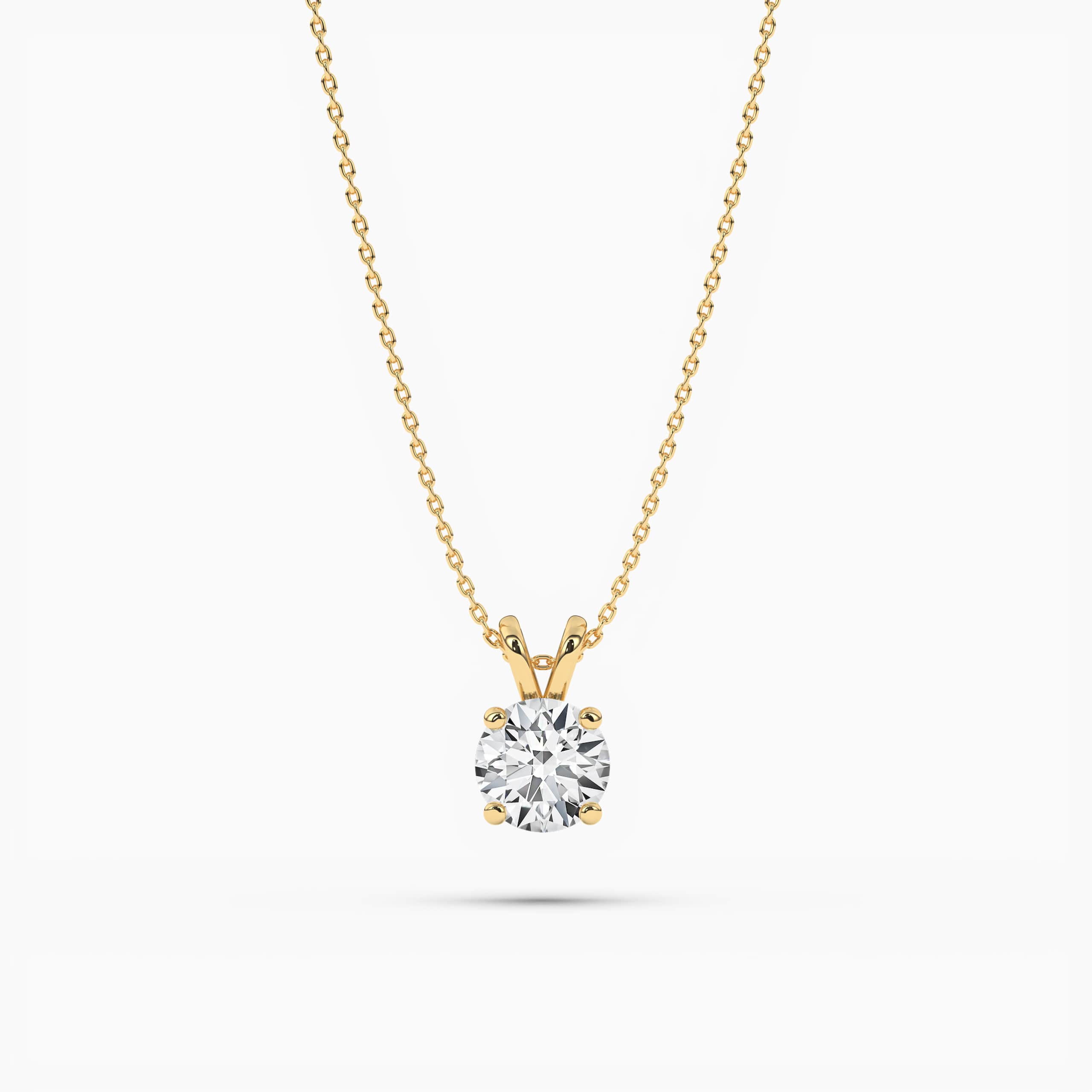  Round-Cut Diamond Solitaire 4-Prong Pendant Necklace