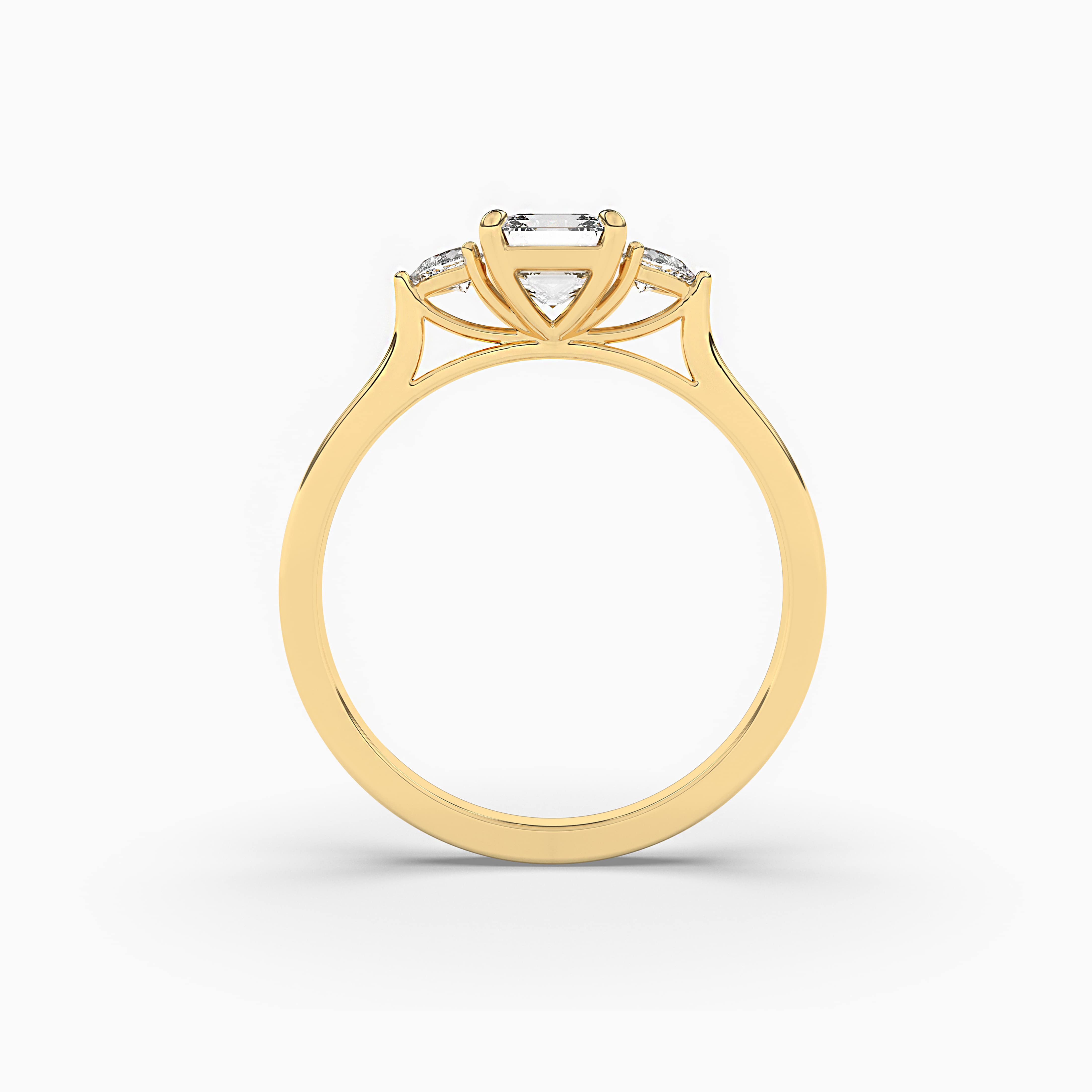 Yellow Gold Solitaire Asscher Diamond Engagement Ring