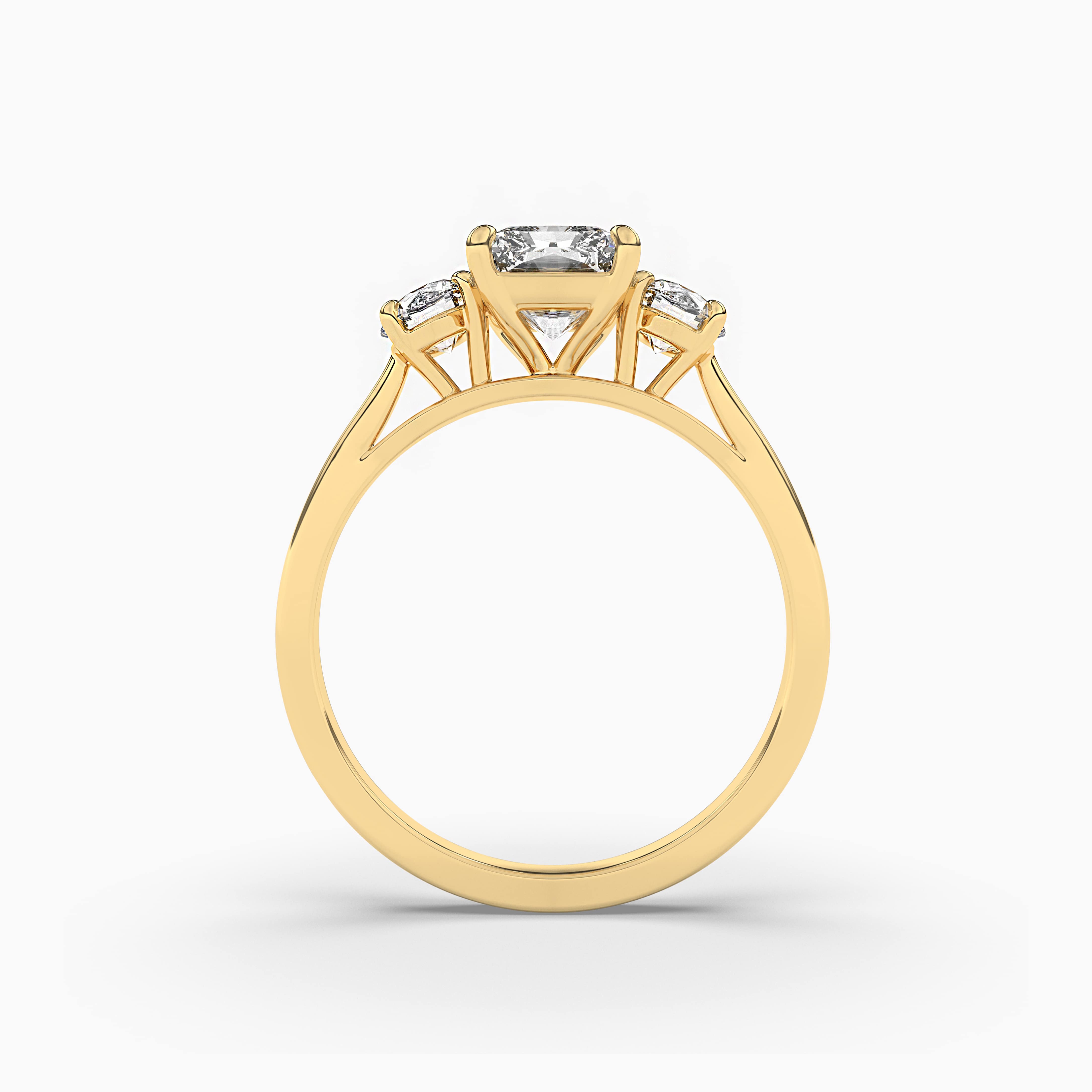 Raidant Cut Solitaire Diamond Yellow Gold Ring