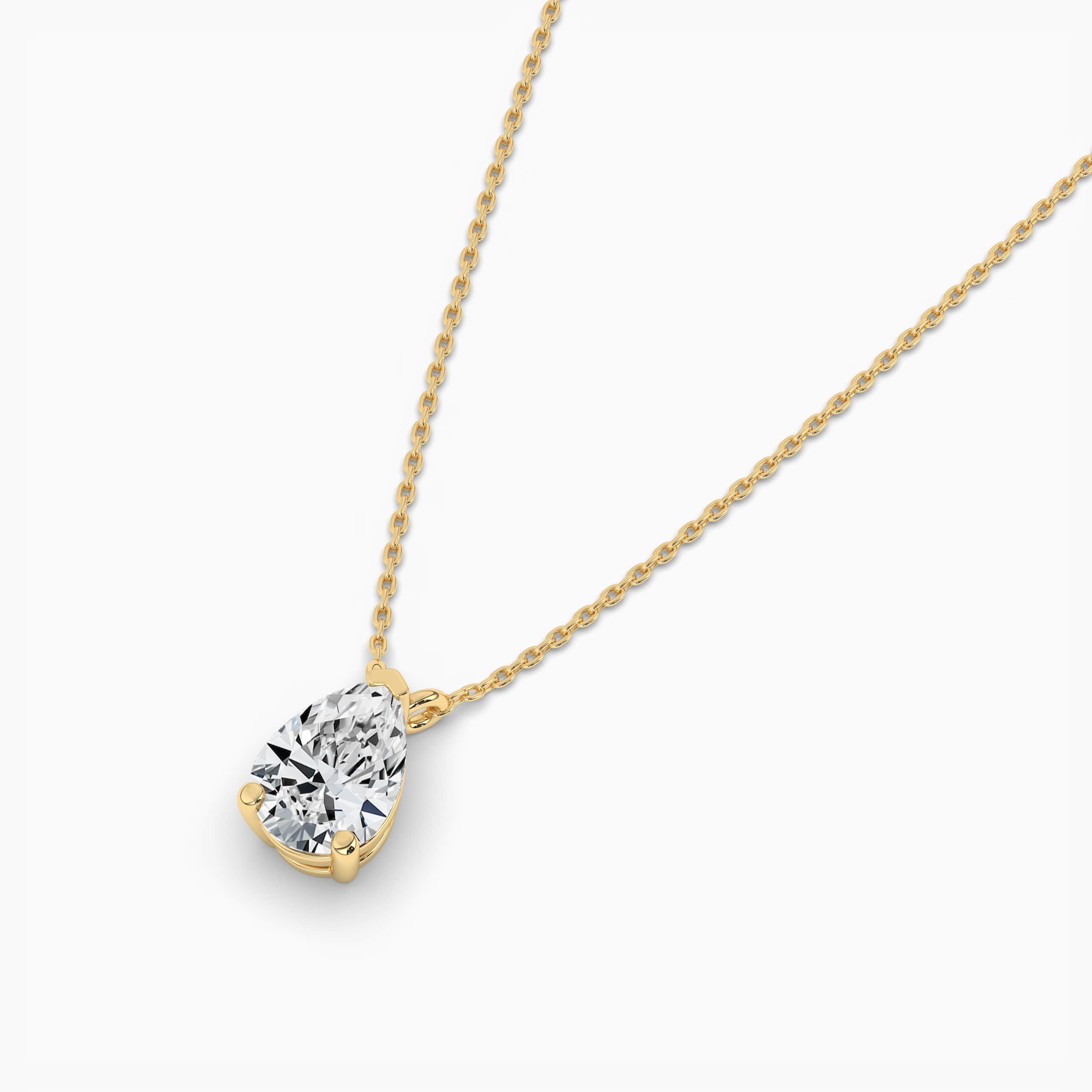 Yellow Gold  Pear Shape Diamond Solitaire Pendant