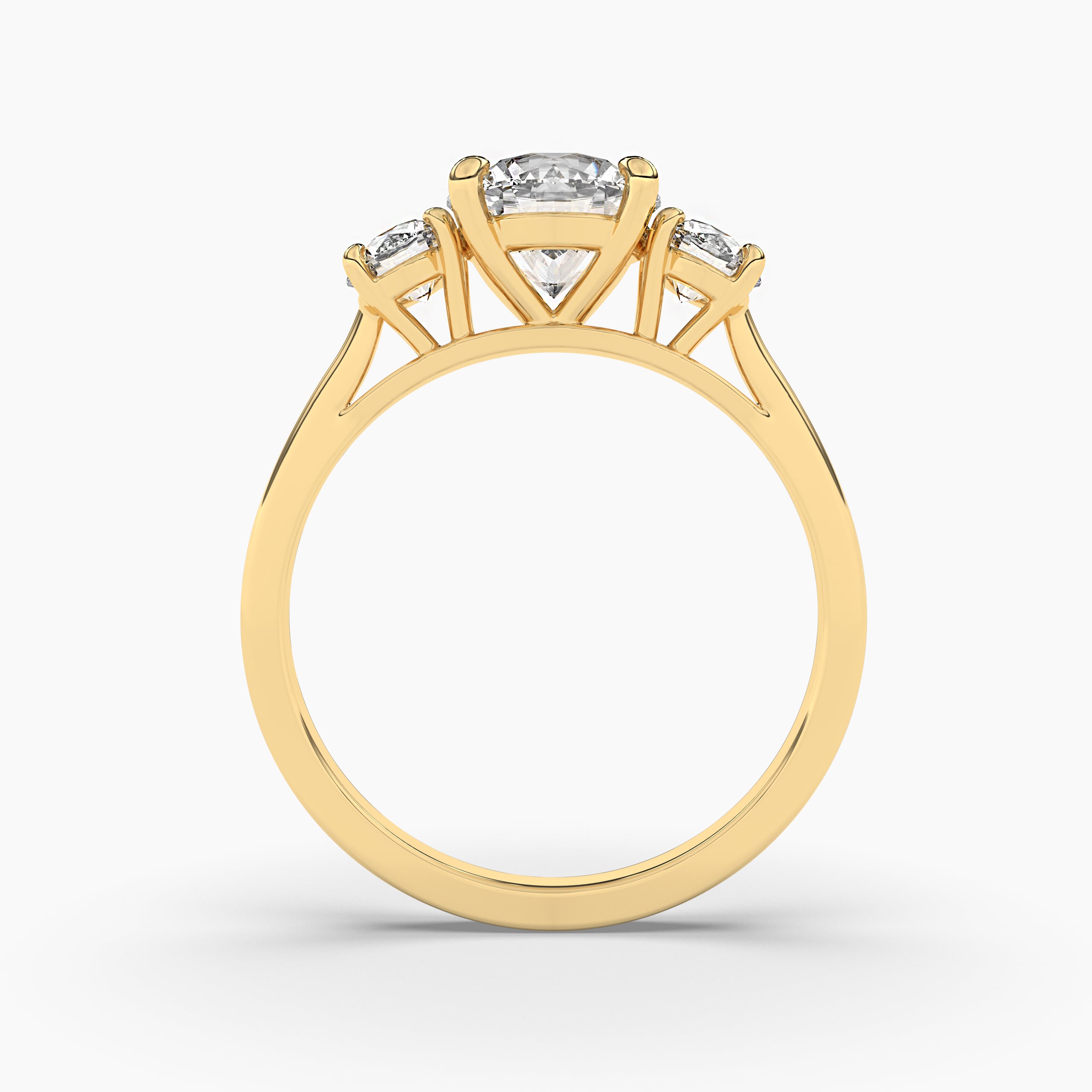 Three Stone Engagement Ring in  Yellow Gold
