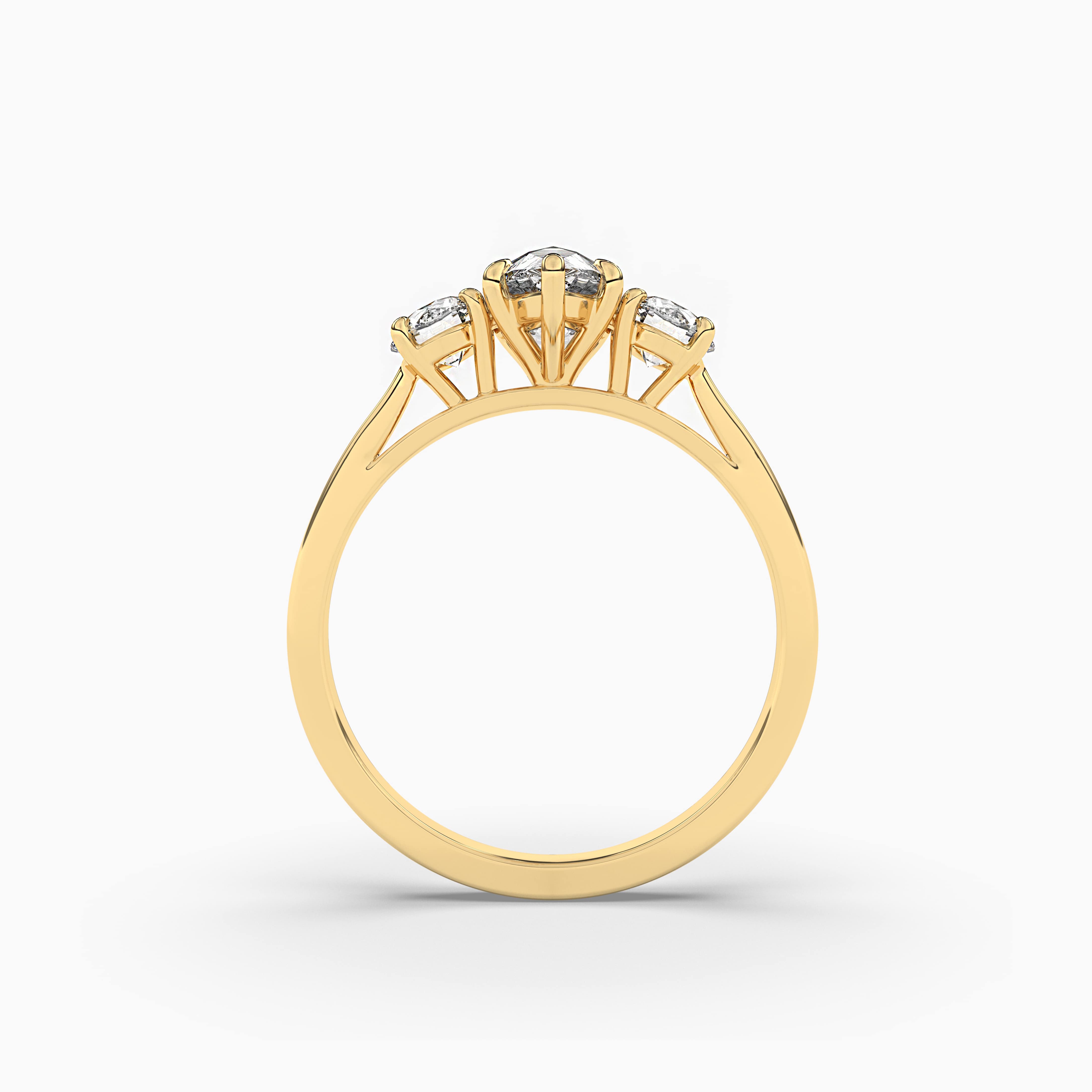 Pear Cut Solitaire Diamond Yellow Gold Ring