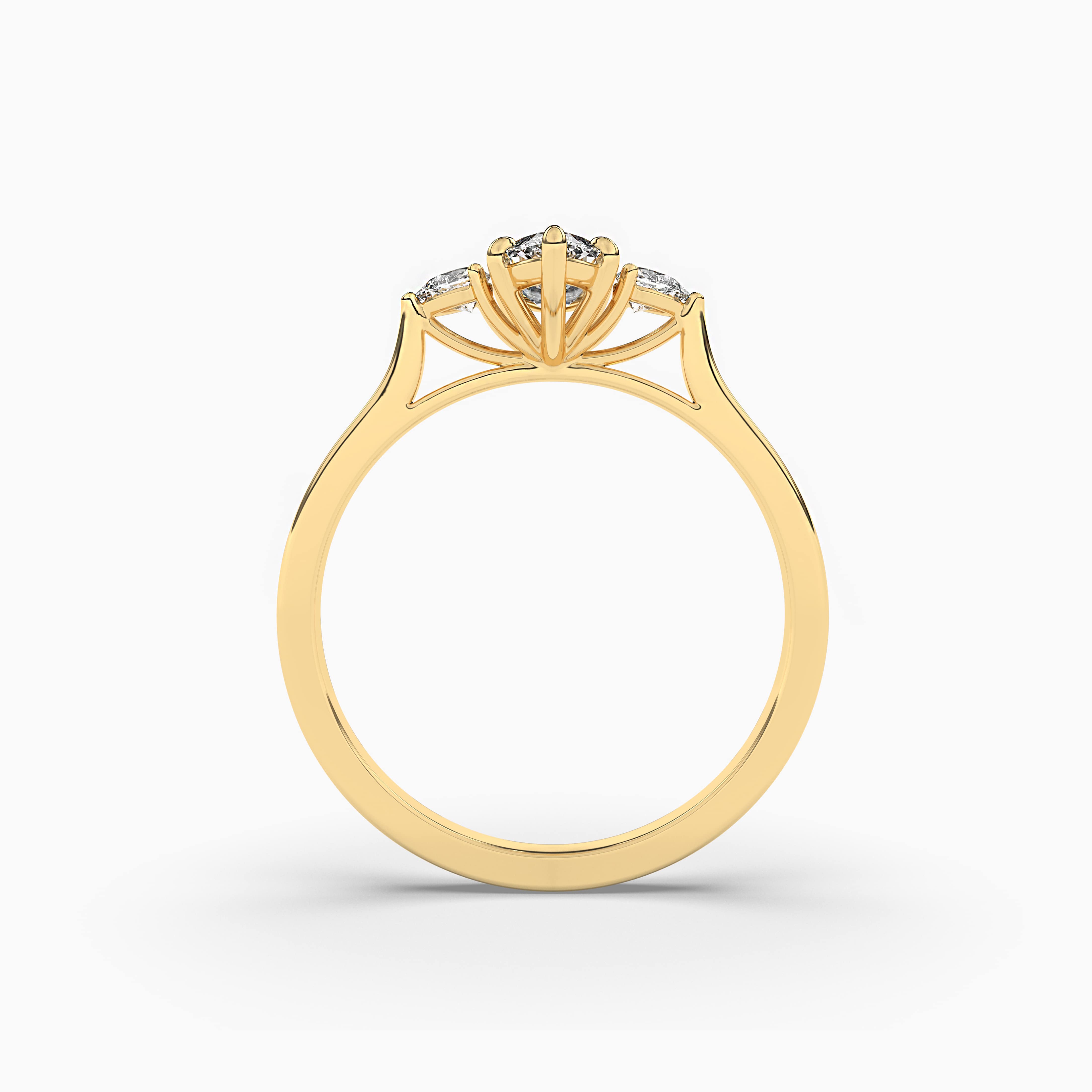 Yellow Gold Marquise Cut Moissanite Engagement Ring