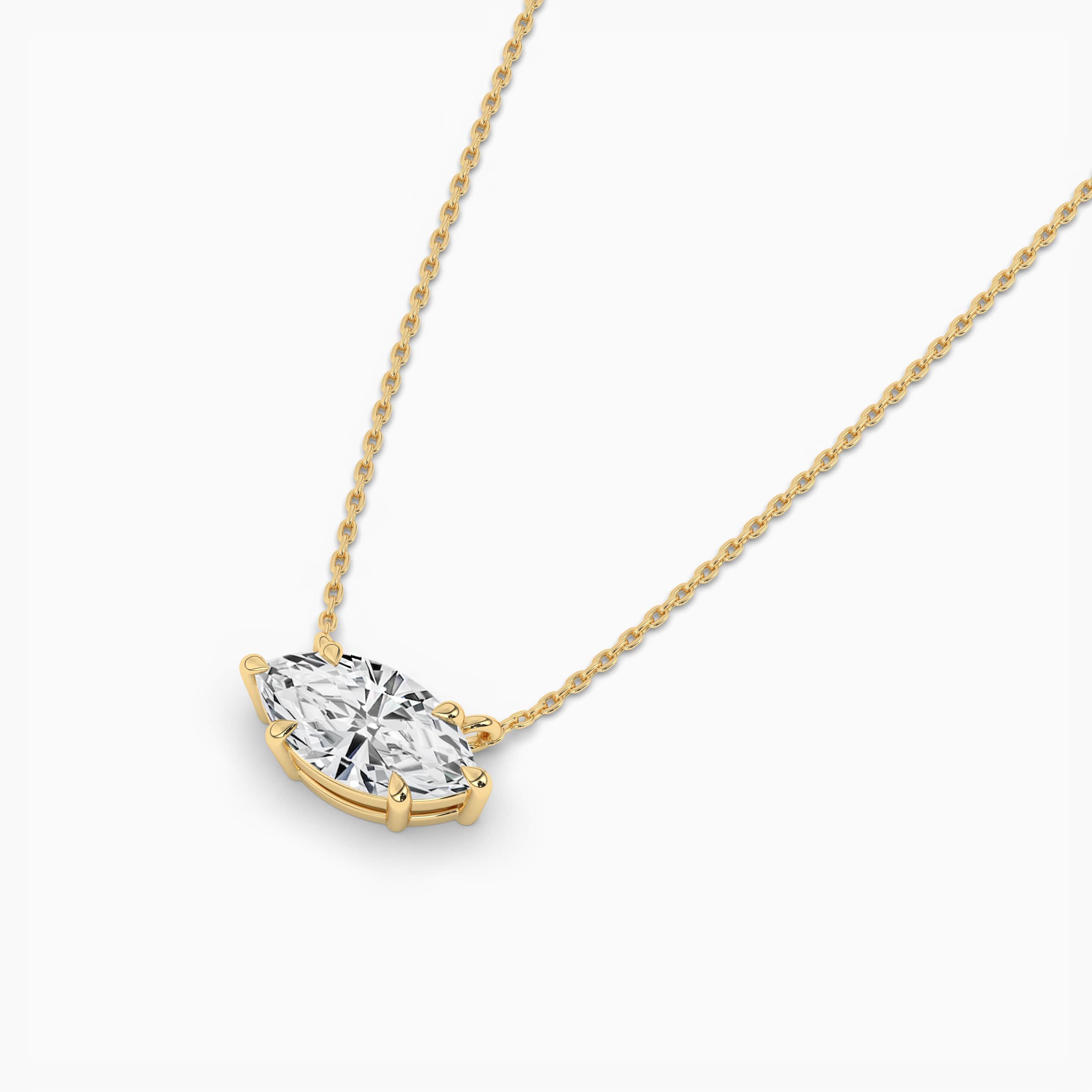 Pendant with a Bezel Set Marquise Diamond Yellow Gold