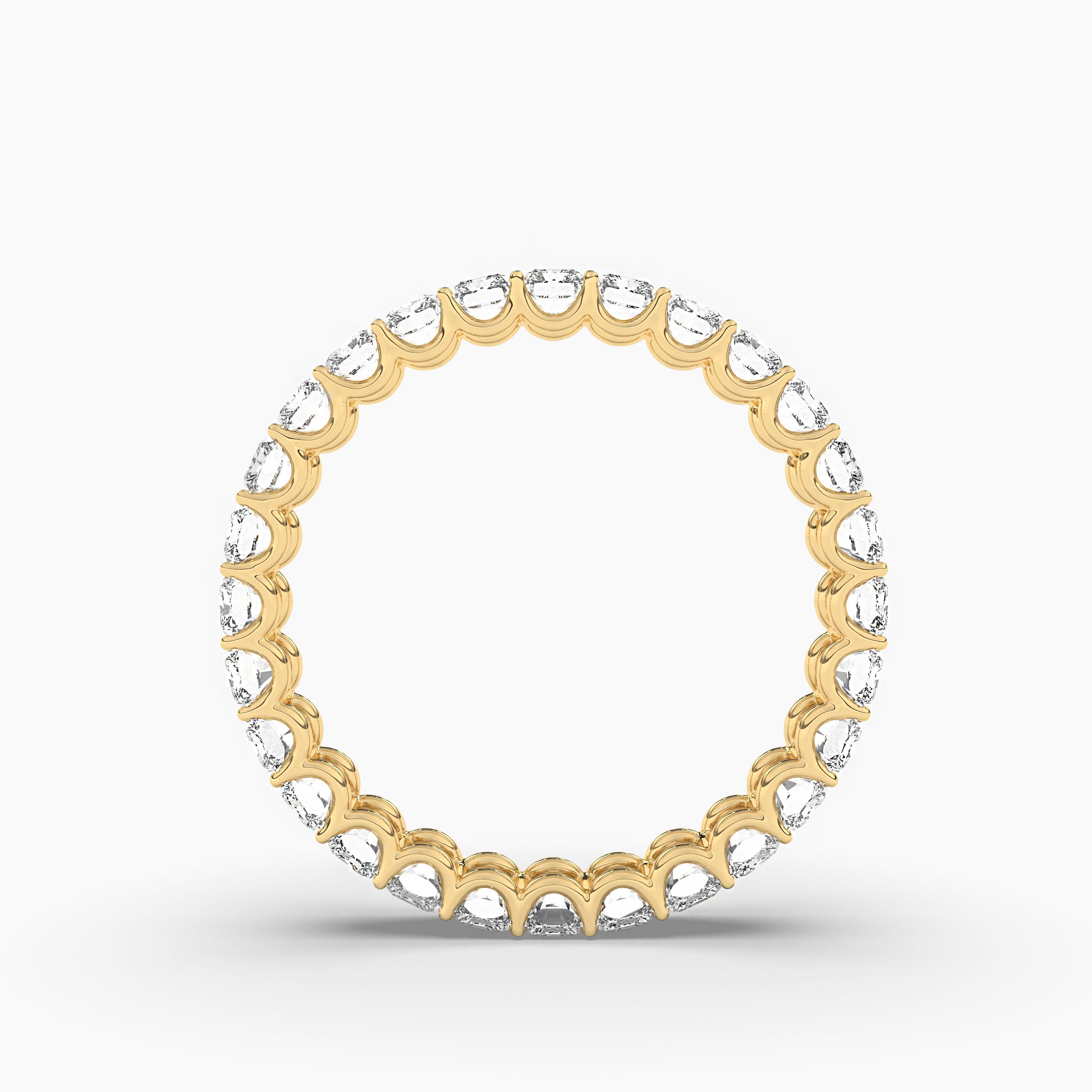 3.48carat radiant cut gold band in yellow gold