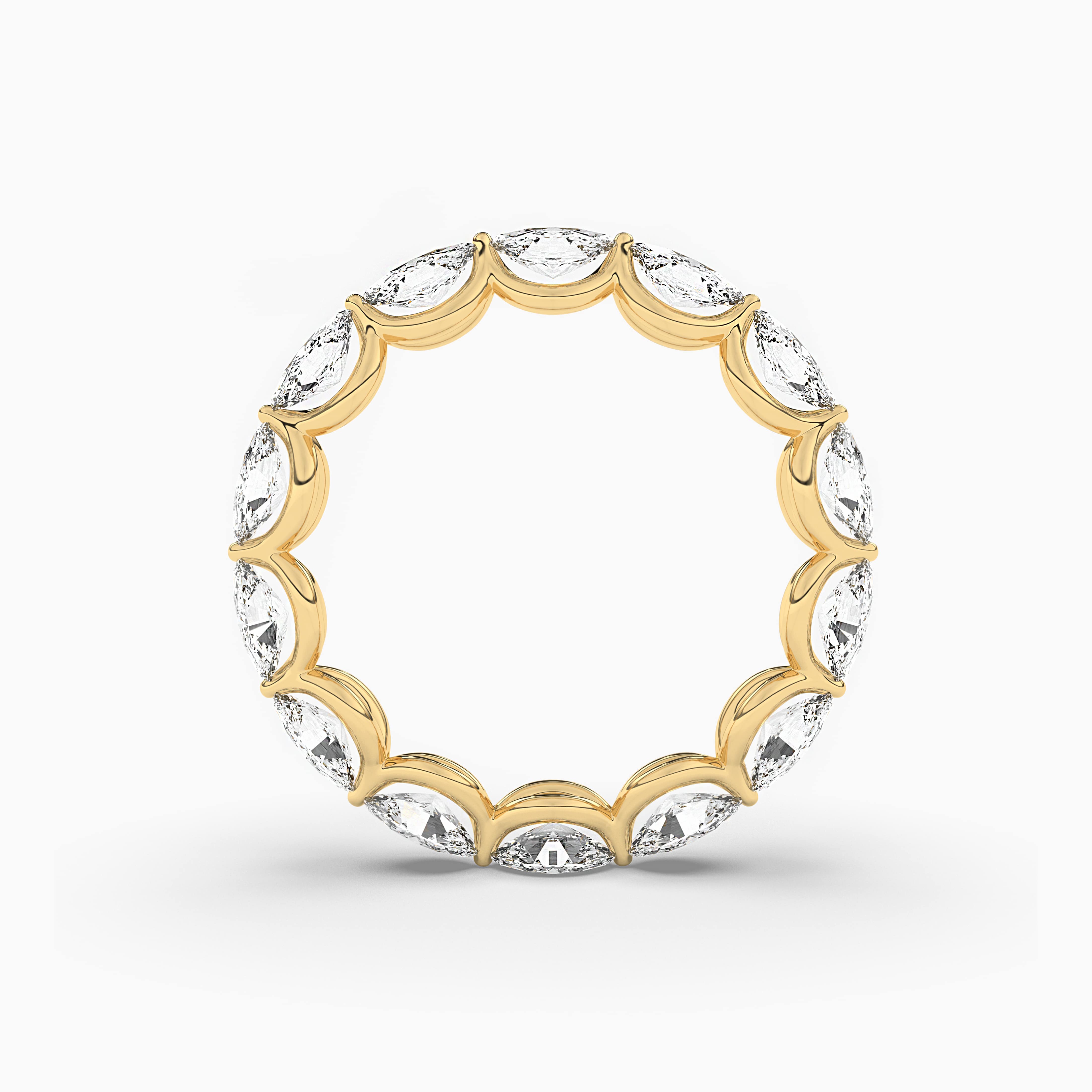 Marquise Cut Diamond Wedding Band Marquise & Round-cut Yellow Gold