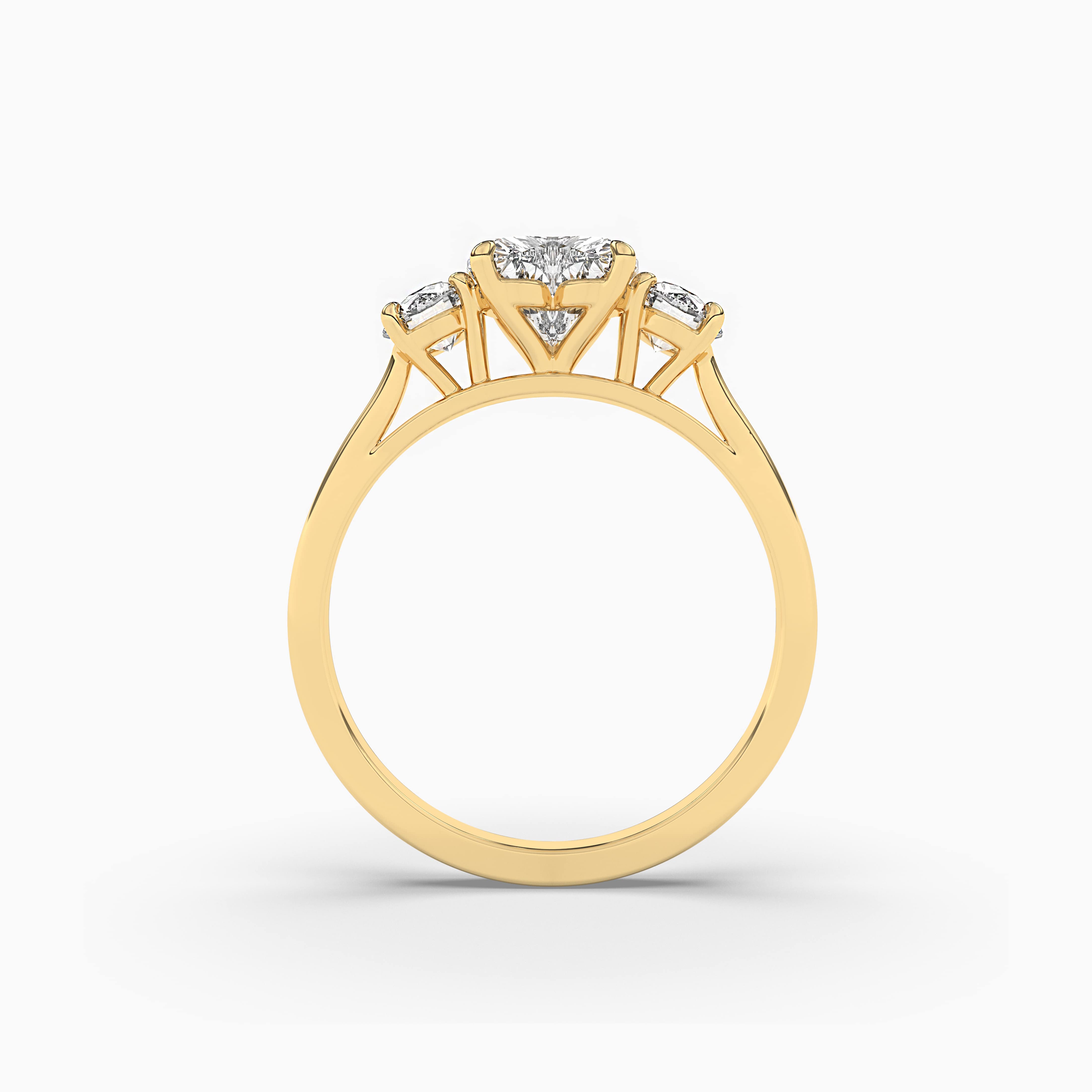 Heart Cut Solitaire Halo Diamond Yellow Gold Ring