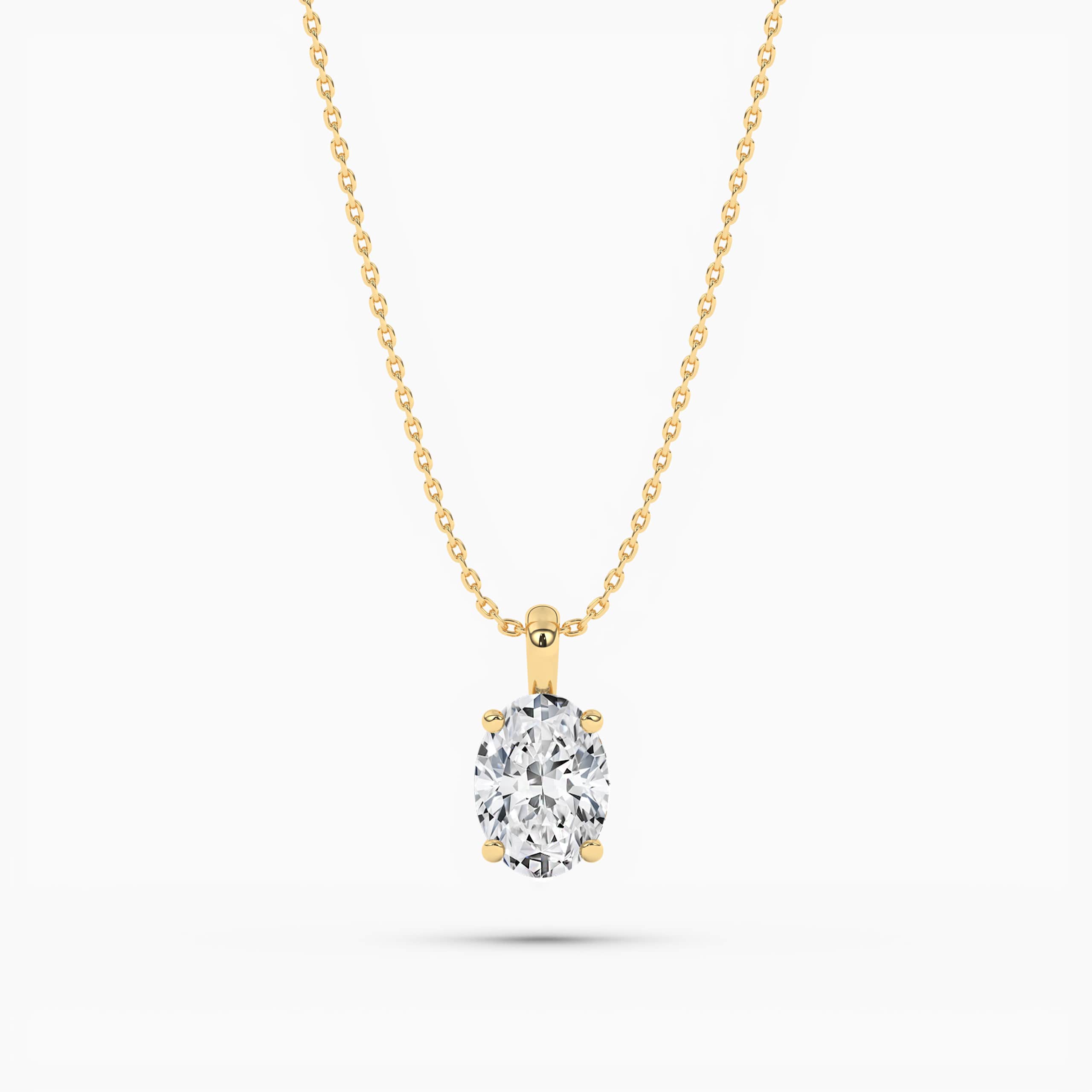 Oval Diamond Solitaire Pendant Necklace In Yellow Gold