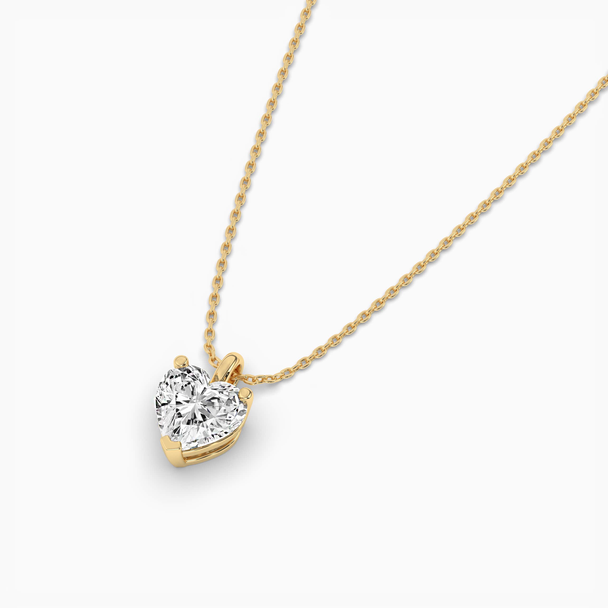 Heart Shape Diamond Solitaire Necklace Yellow Gold